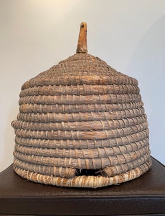 Rare, Very Large 19th C French Handled Bee Skep