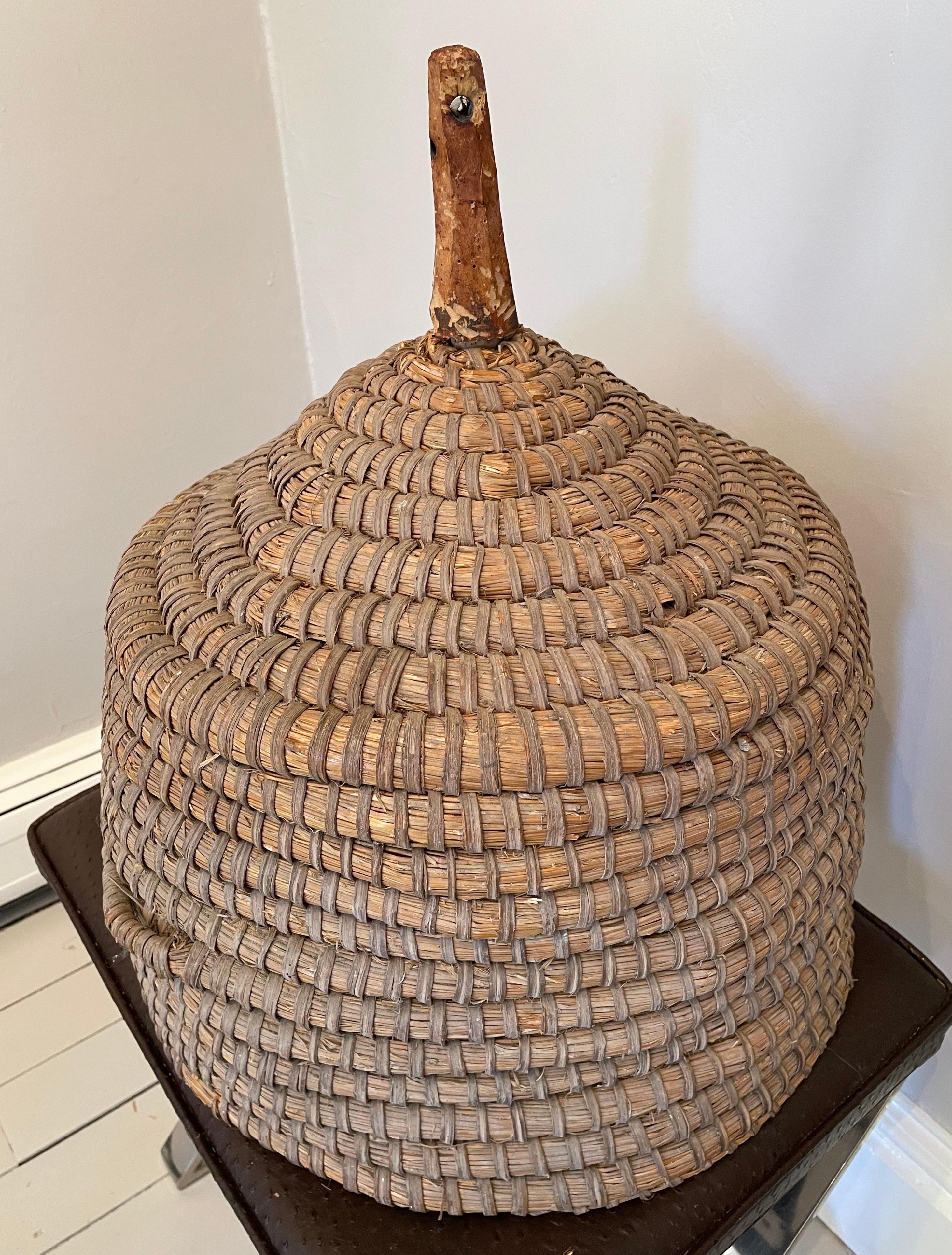Rustic Rare, Very Large 19th C French Handled Bee Skep