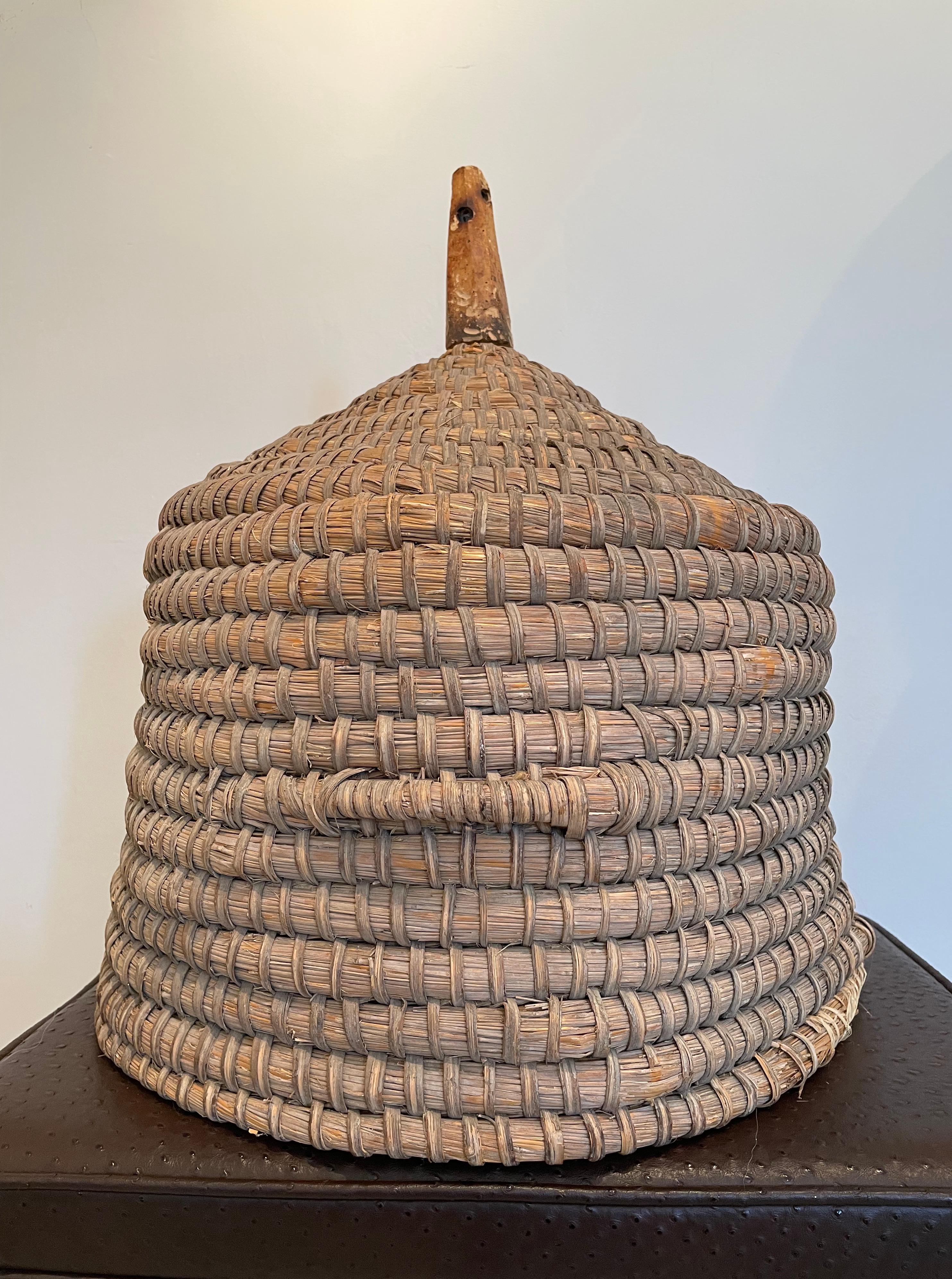 Hand-Crafted Rare, Very Large 19th C French Handled Bee Skep