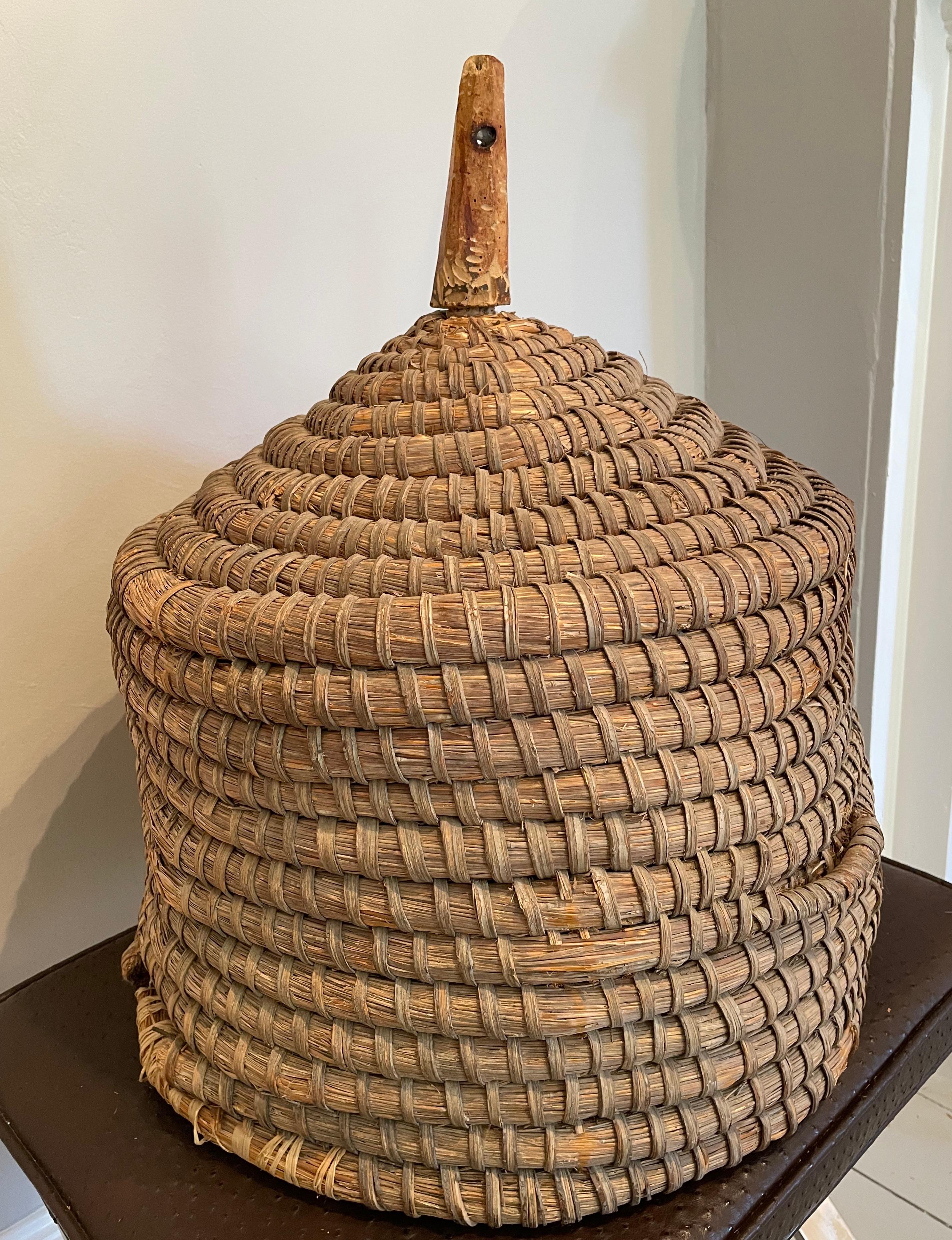 19th Century Rare, Very Large 19th C French Handled Bee Skep