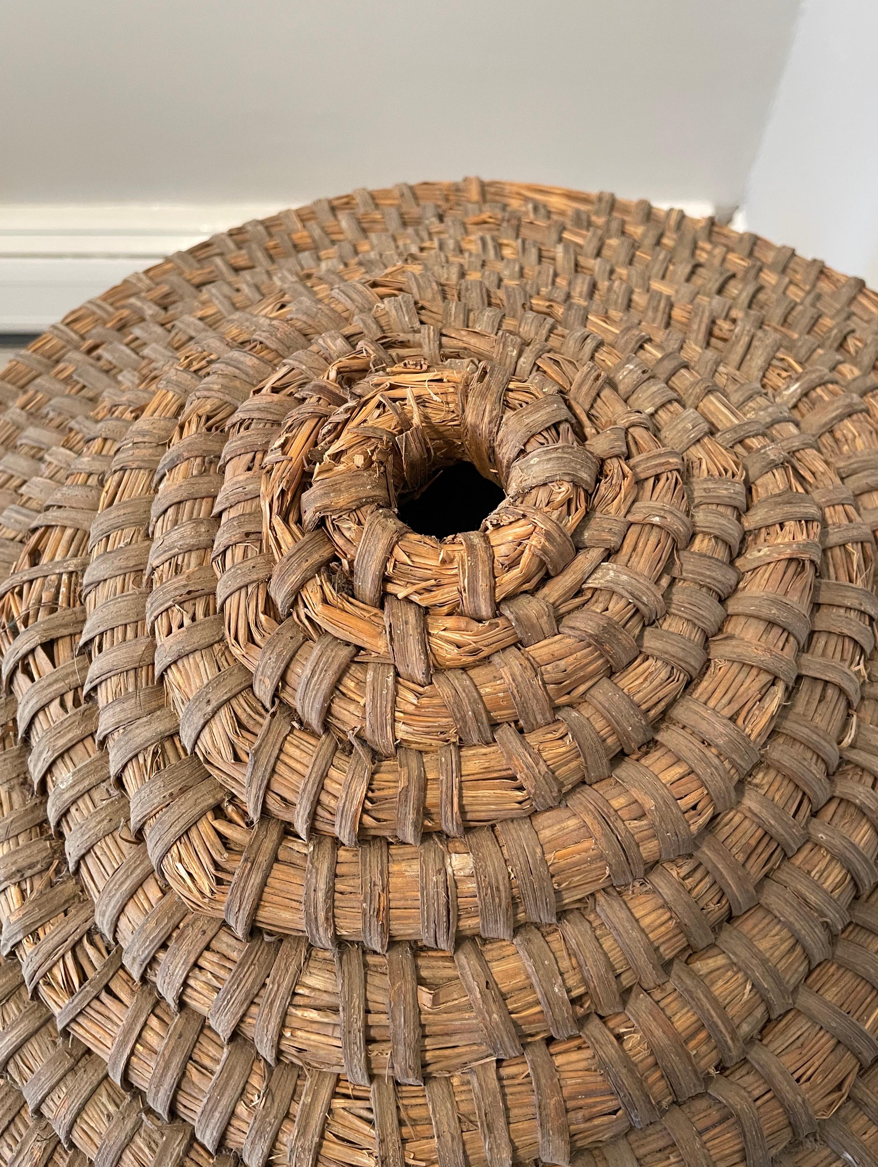 Rare, Very Large 19th C French Handled Bee Skep 1