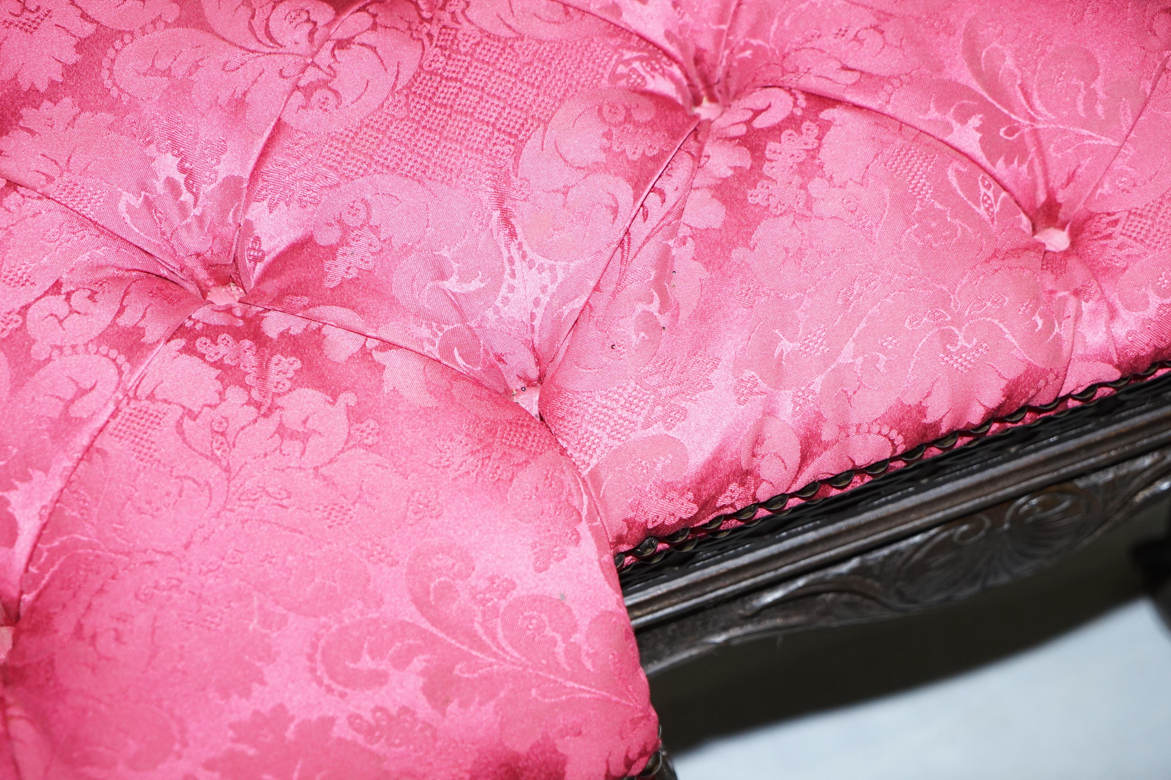 Rare Very Large George II Style Claw & Ball Walnut Breakfront Window Seat Demask 2