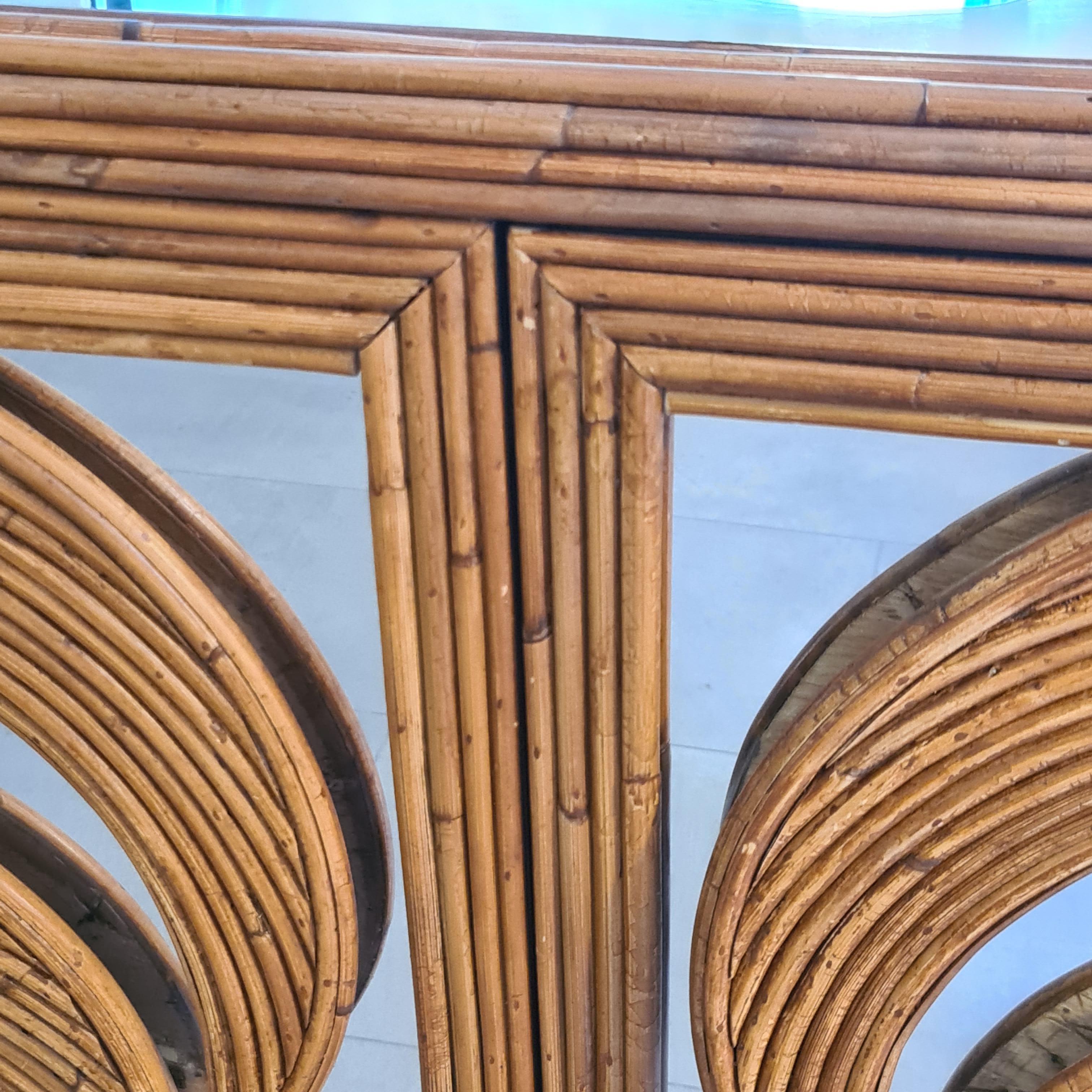 Rare Very Large Rattan and Mirror Sideboard 3