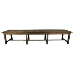 Rare Very Large Solid Oak Dining Table from France, circa 1920