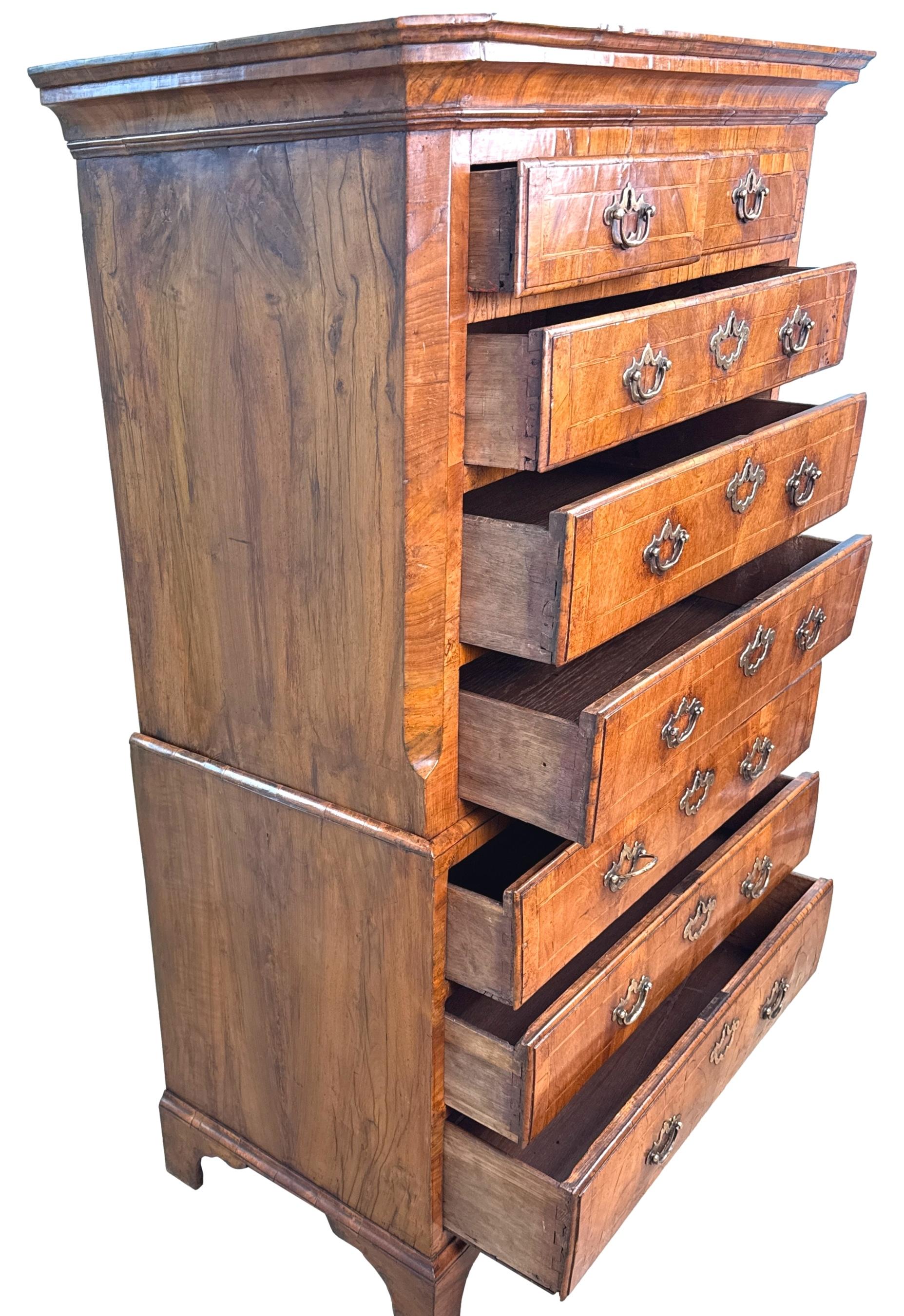 18th Century Rare Very Small Georgian Walnut Tallboy For Sale