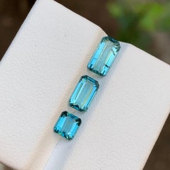 Rare Vibrant Blue Natural Tourmaline Gemstones, 2.40 Ct Emerald Cut for Jewelry