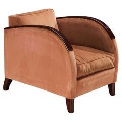 Rare Victor Courtray Lounge Chair in in Dusty Pink Velvet & Walnut