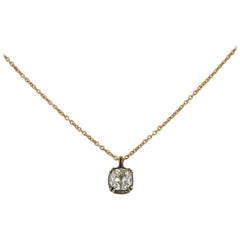 Rare Victorian 1.0 Carat Old Mine Cut Diamond Solitaire Pendant with Free Chain