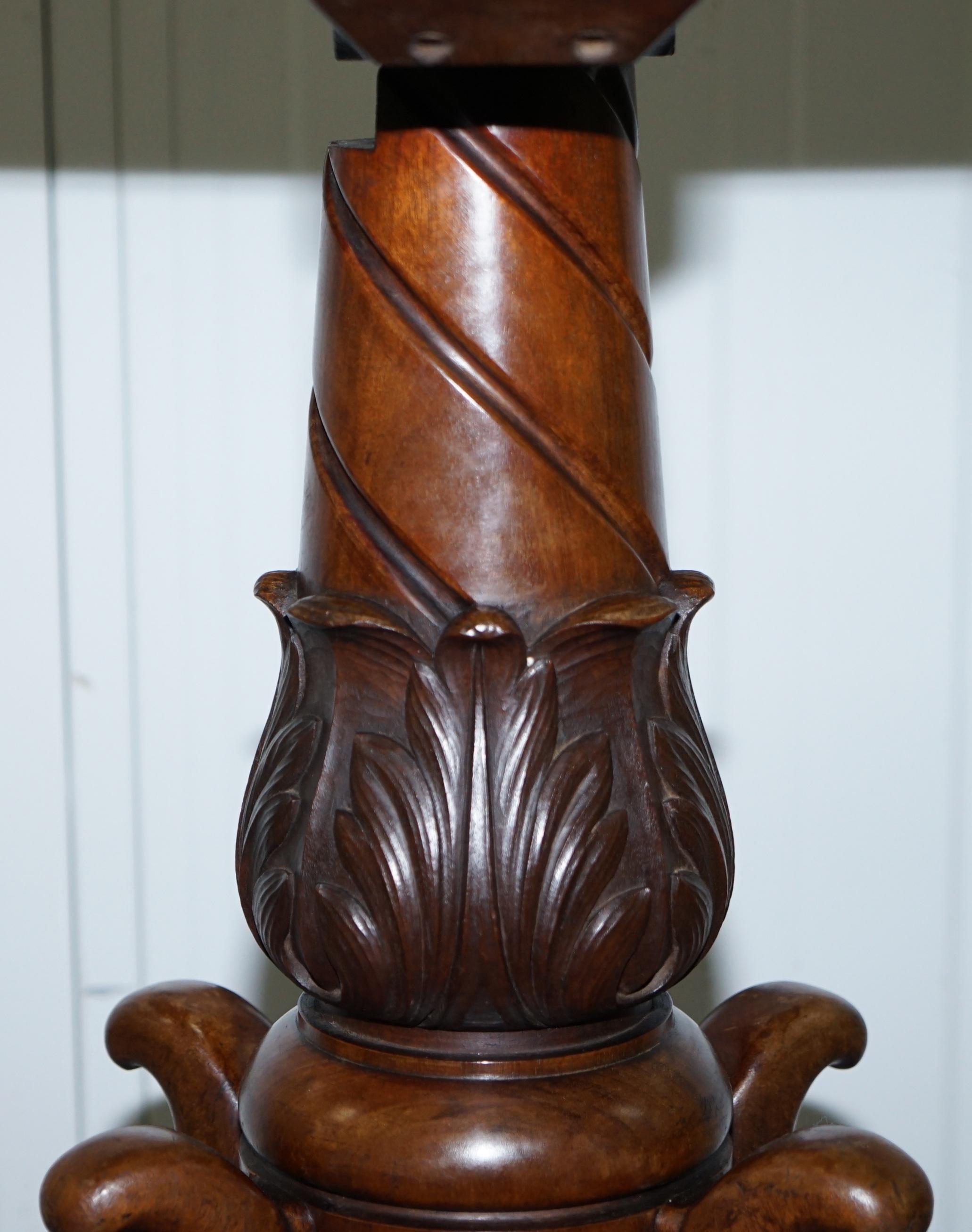 Rare Victorian 1860 Hardwood Drinks Table with Crystal Decanter & Glasses Wheels For Sale 5