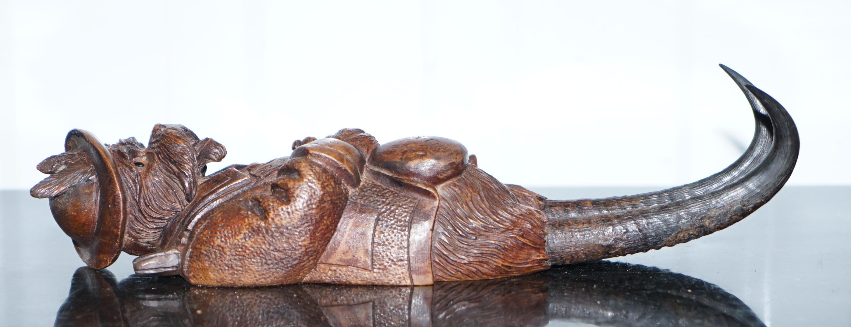 Rare Victorian 1880 Black Forest Carved Wood Terrier Maison Dog Whip Hook 6
