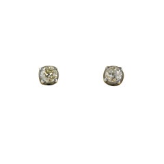 Rare Victorian 2.15 Carat Old Mine Diamond Solitaire Stud Earrings