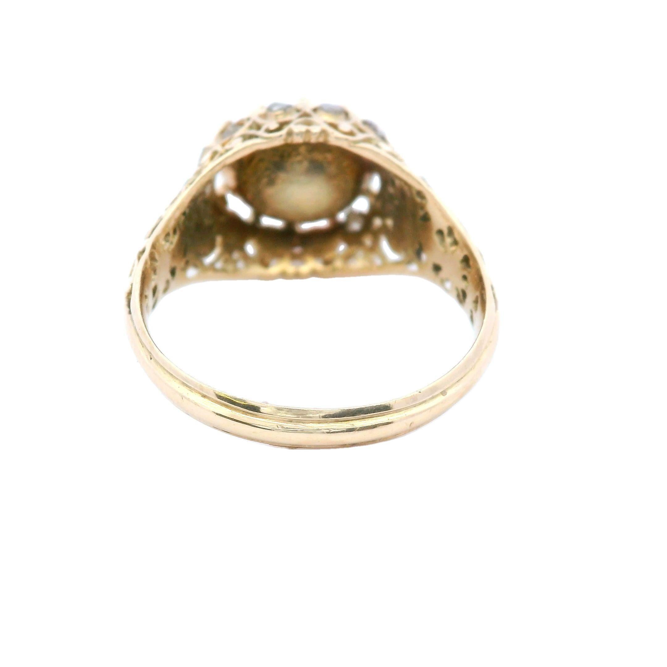 Victorian Rose Cut Diamond Engagement Ring ~2ct in 14 Karat Yellow Gold RARE For Sale 2