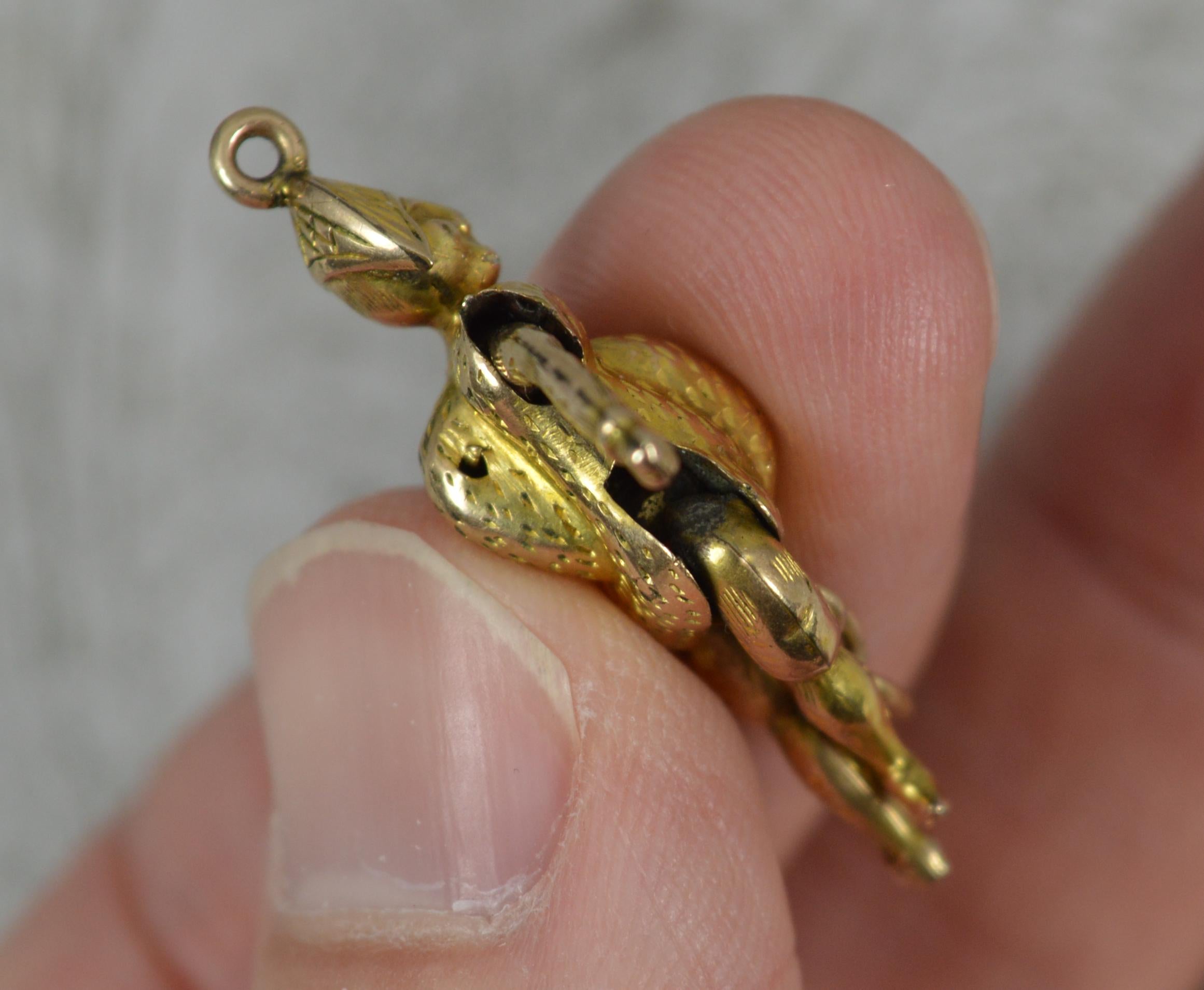 Women's Rare Victorian 9 Carat Gold Harlequin Jester Articulated Charm Pendant