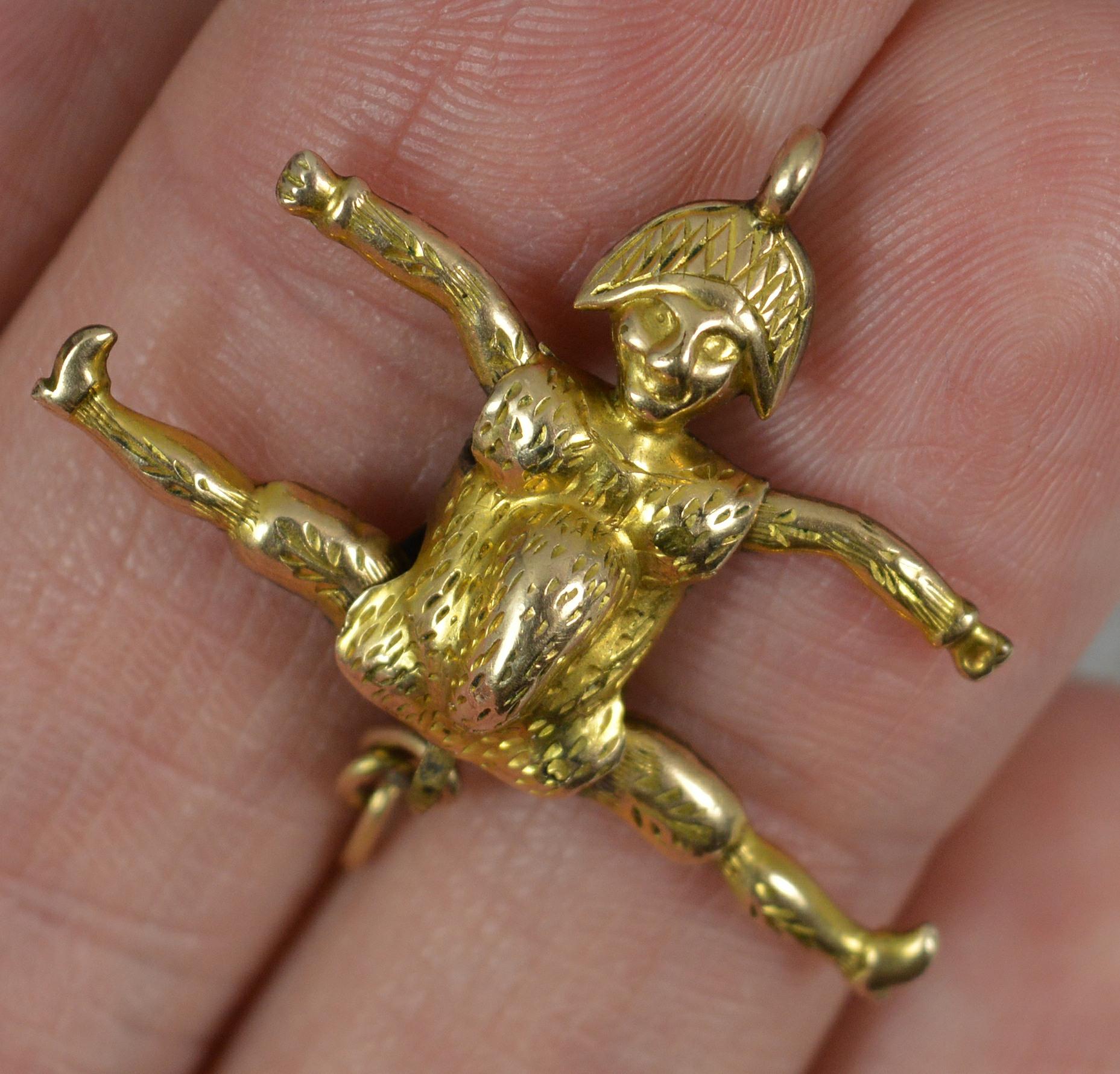 Rare Victorian 9 Carat Gold Harlequin Jester Articulated Charm Pendant 3