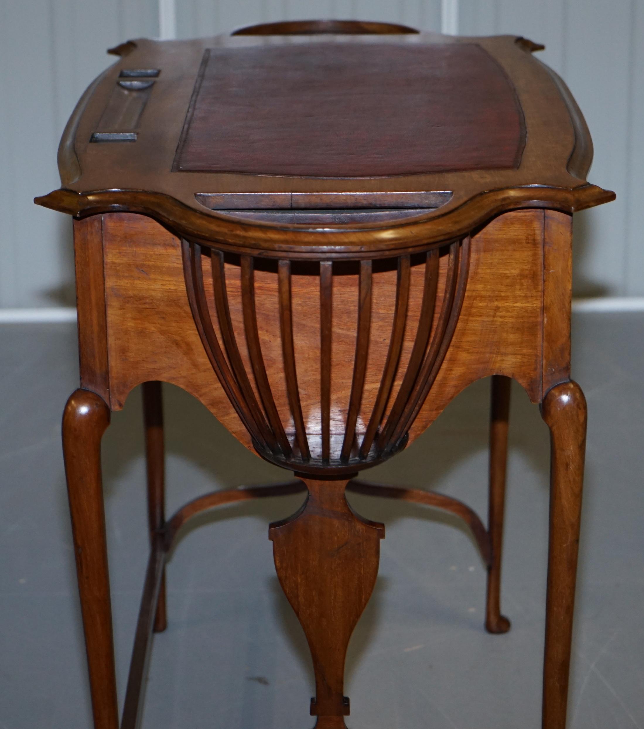 Rare Victorian circa 1860 Small Mahogany Desk Built in Jardinières for Plants 6