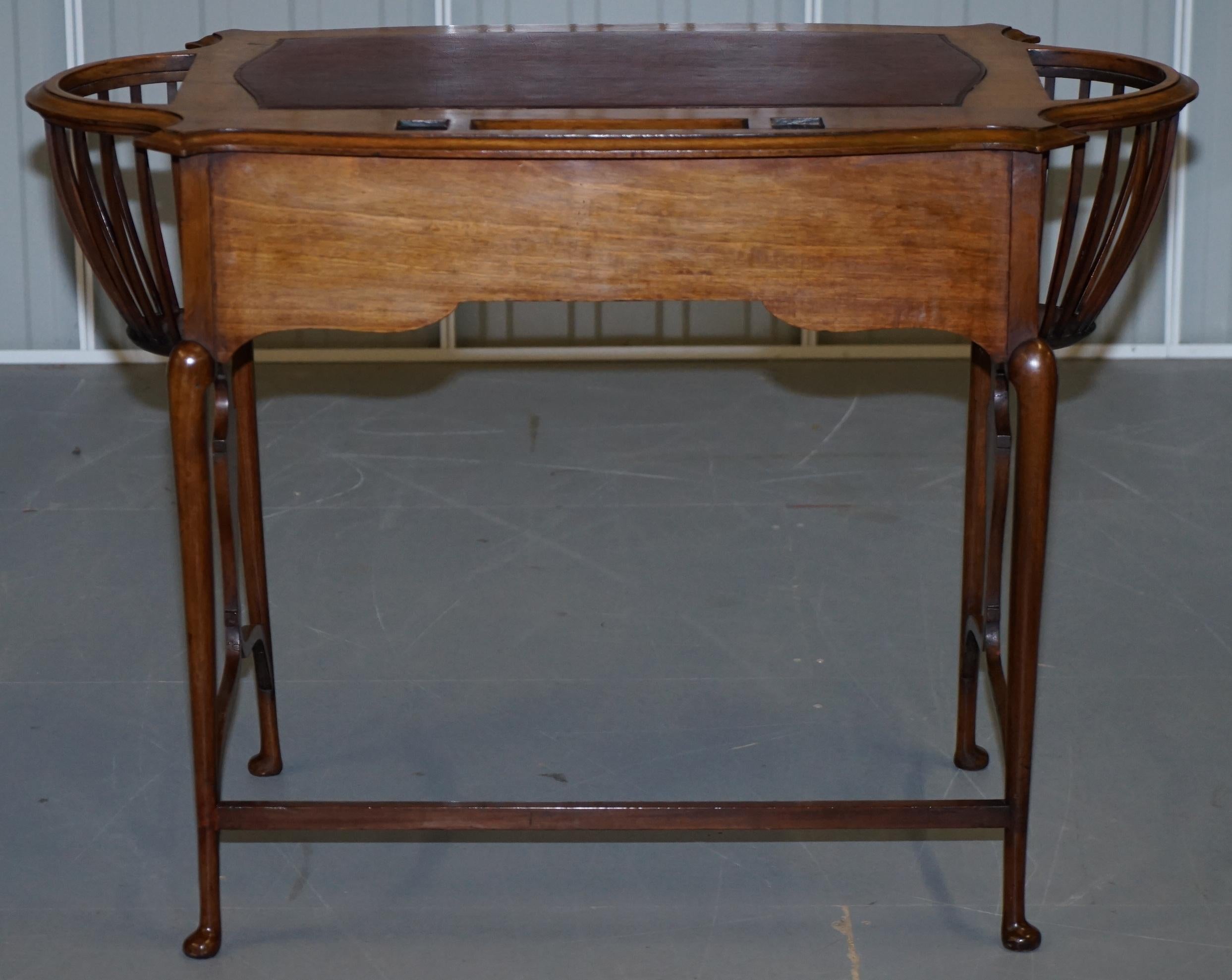 Rare Victorian circa 1860 Small Mahogany Desk Built in Jardinières for Plants 8