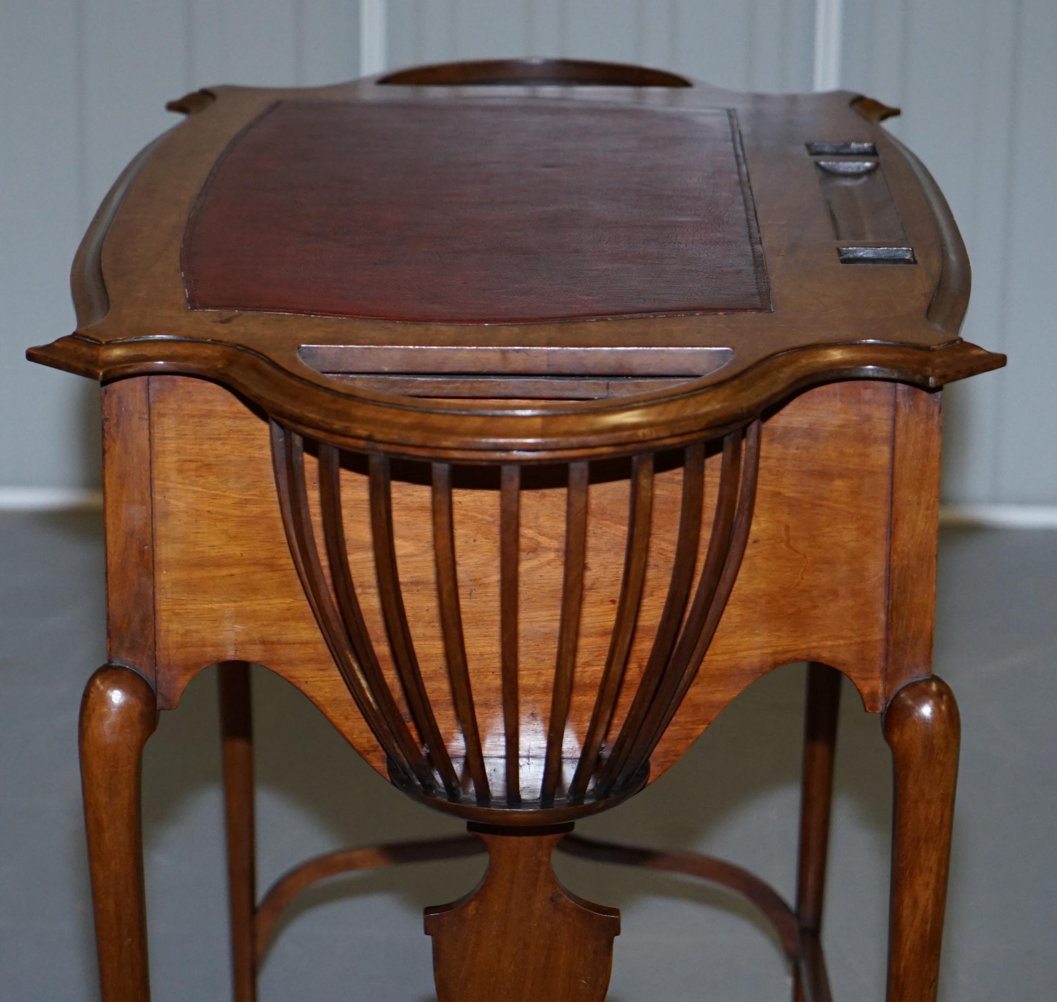 Rare Victorian circa 1860 Small Mahogany Desk Built in Jardinières for Plants 11