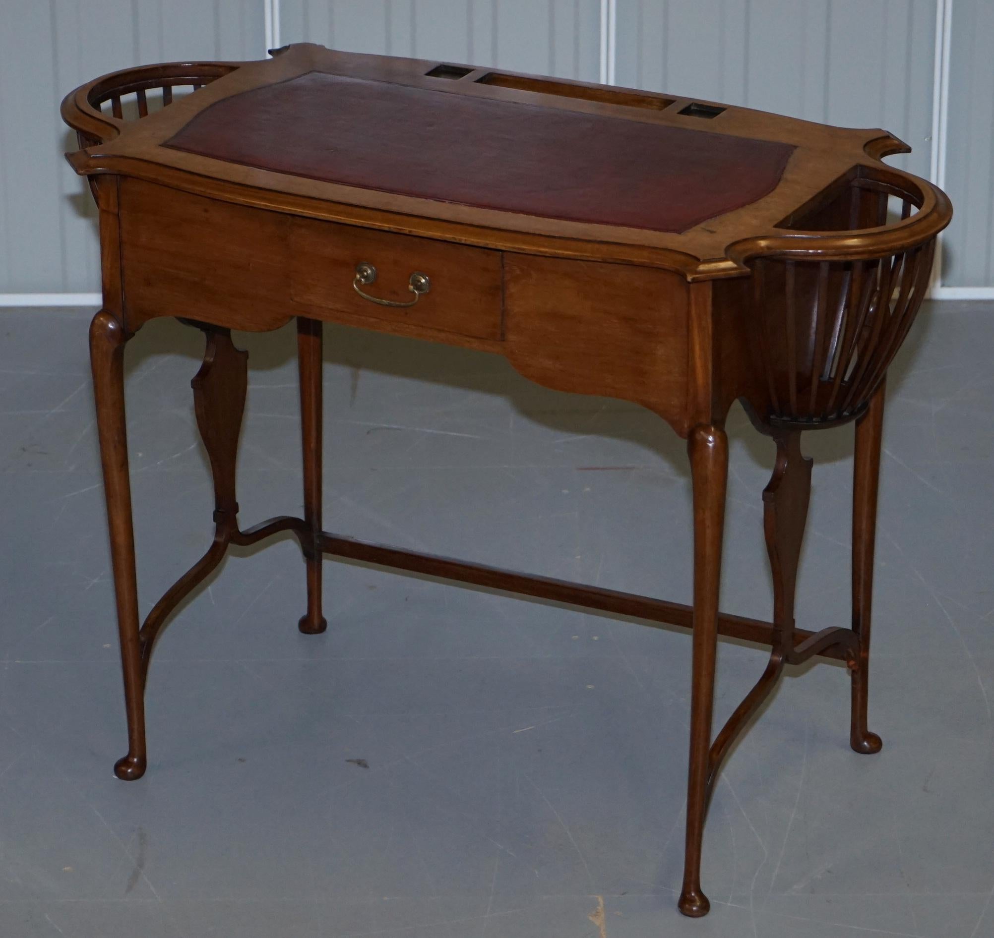 English Rare Victorian circa 1860 Small Mahogany Desk Built in Jardinières for Plants