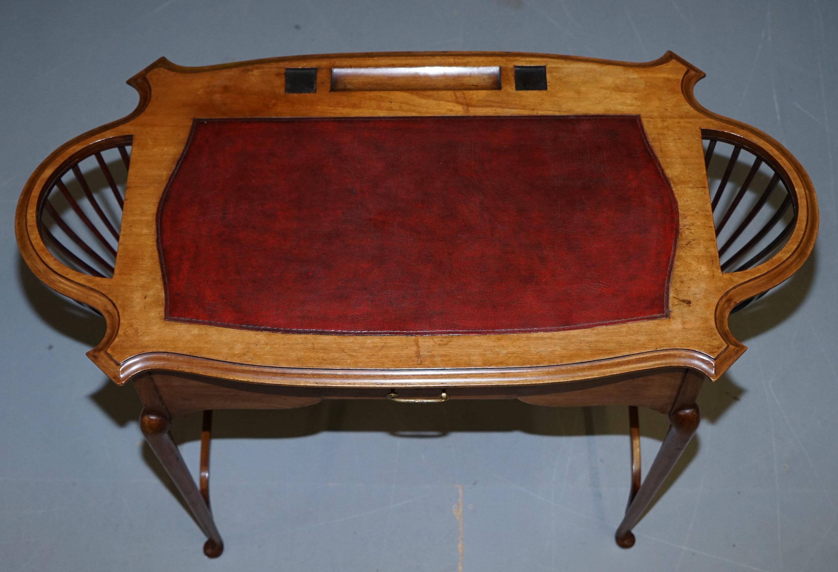 Hand-Crafted Rare Victorian circa 1860 Small Mahogany Desk Built in Jardinières for Plants