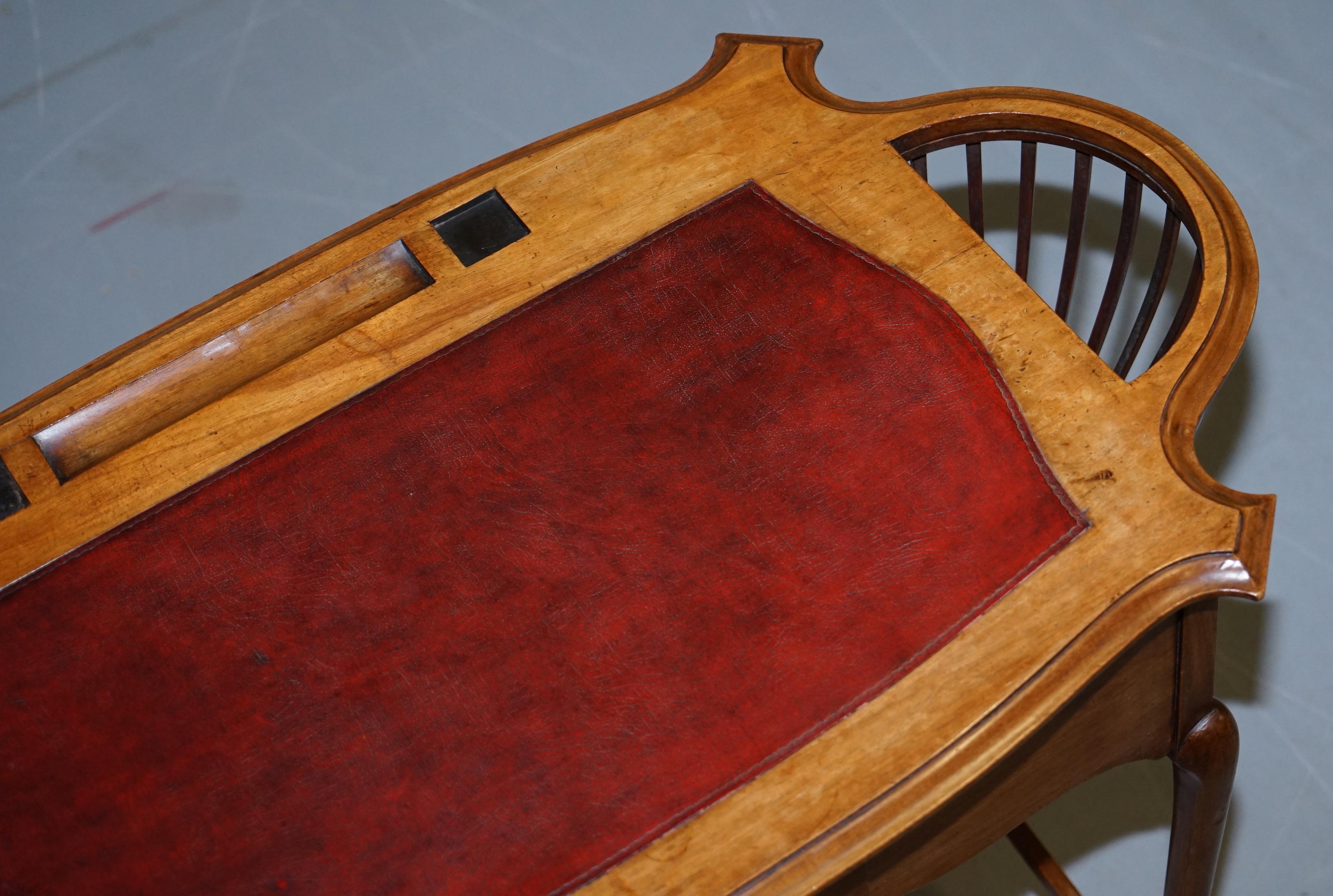 Leather Rare Victorian circa 1860 Small Mahogany Desk Built in Jardinières for Plants