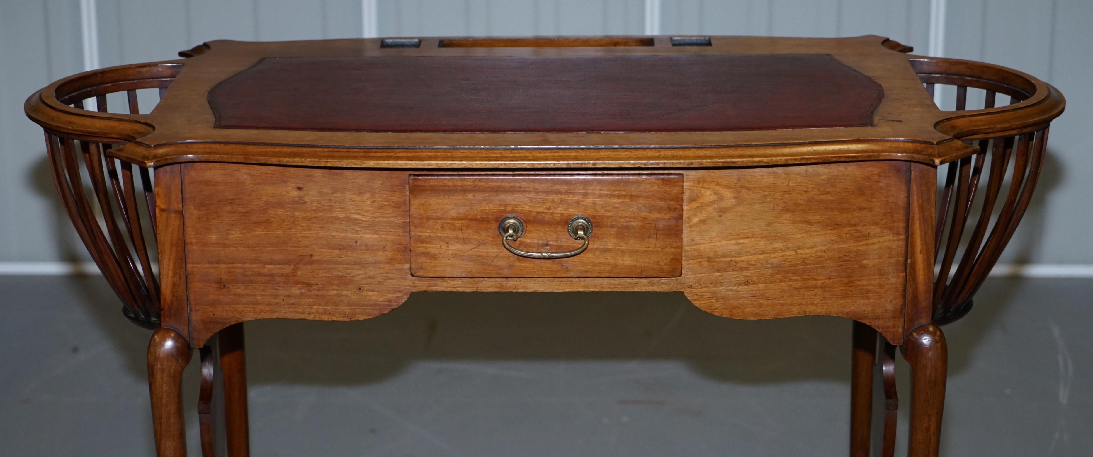 Rare Victorian circa 1860 Small Mahogany Desk Built in Jardinières for Plants 1