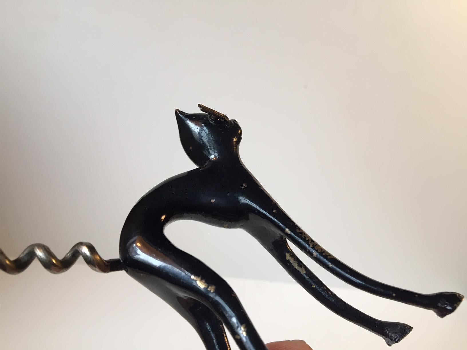 Early 20th Century Rare Victorian Corkscrew in Bronze and in Shape of a Cat, 1900s