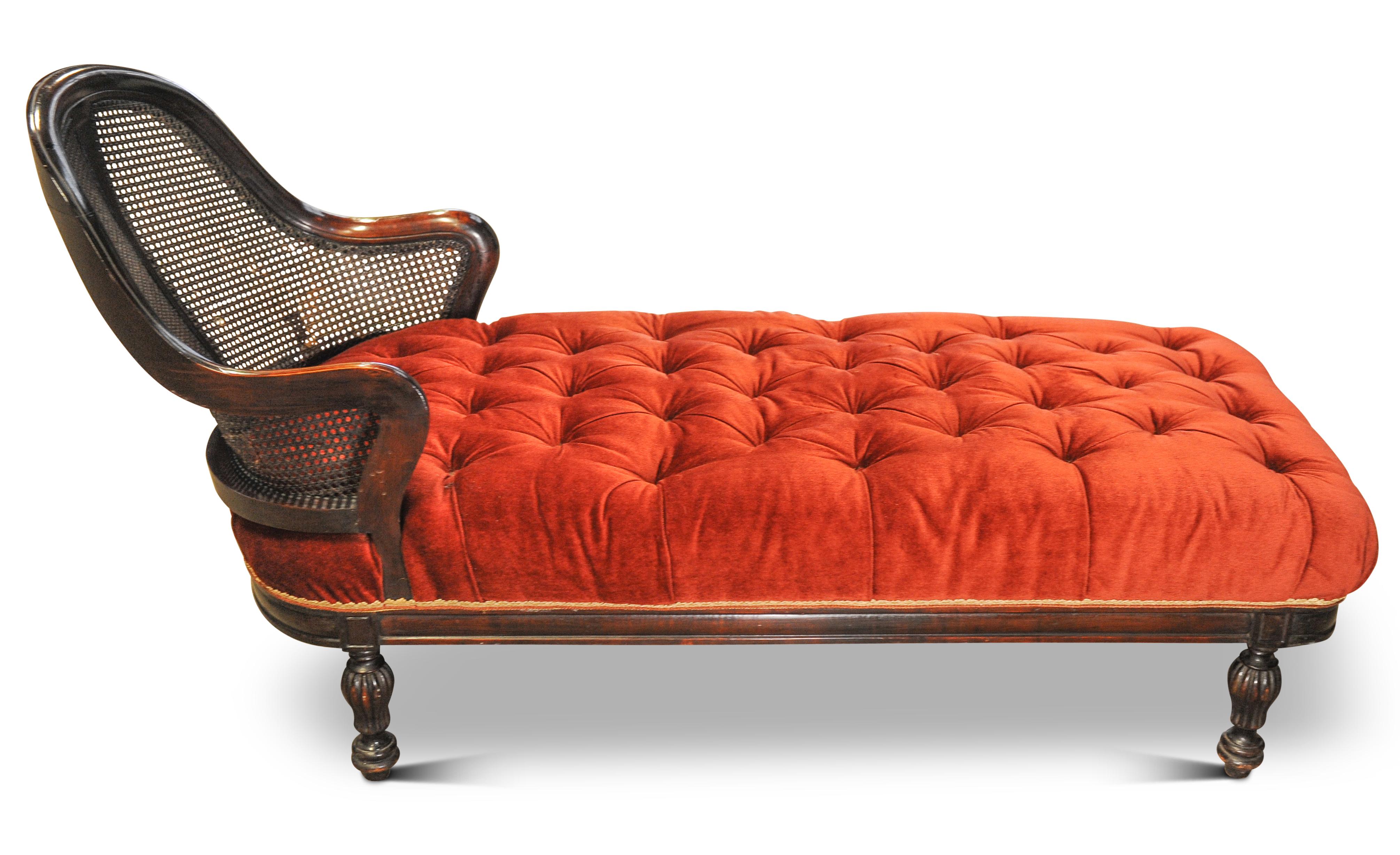 Rare Victorian Red Velvet Chesterfield Bergere Chaise Longue / Day Bed  For Sale 2