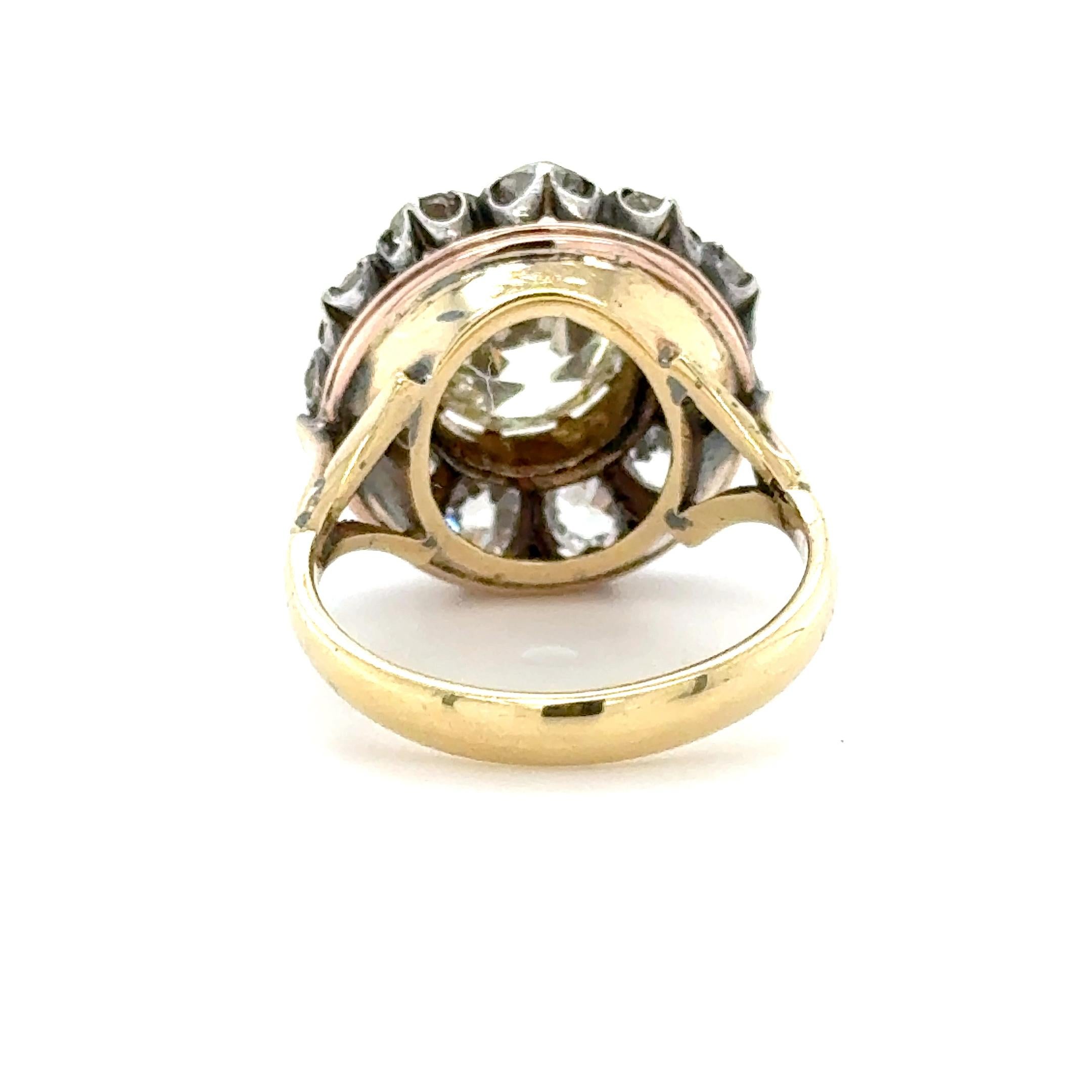 Old European Cut Rare Victorian, Diamond Floral Cluster Engagement Ring For Sale