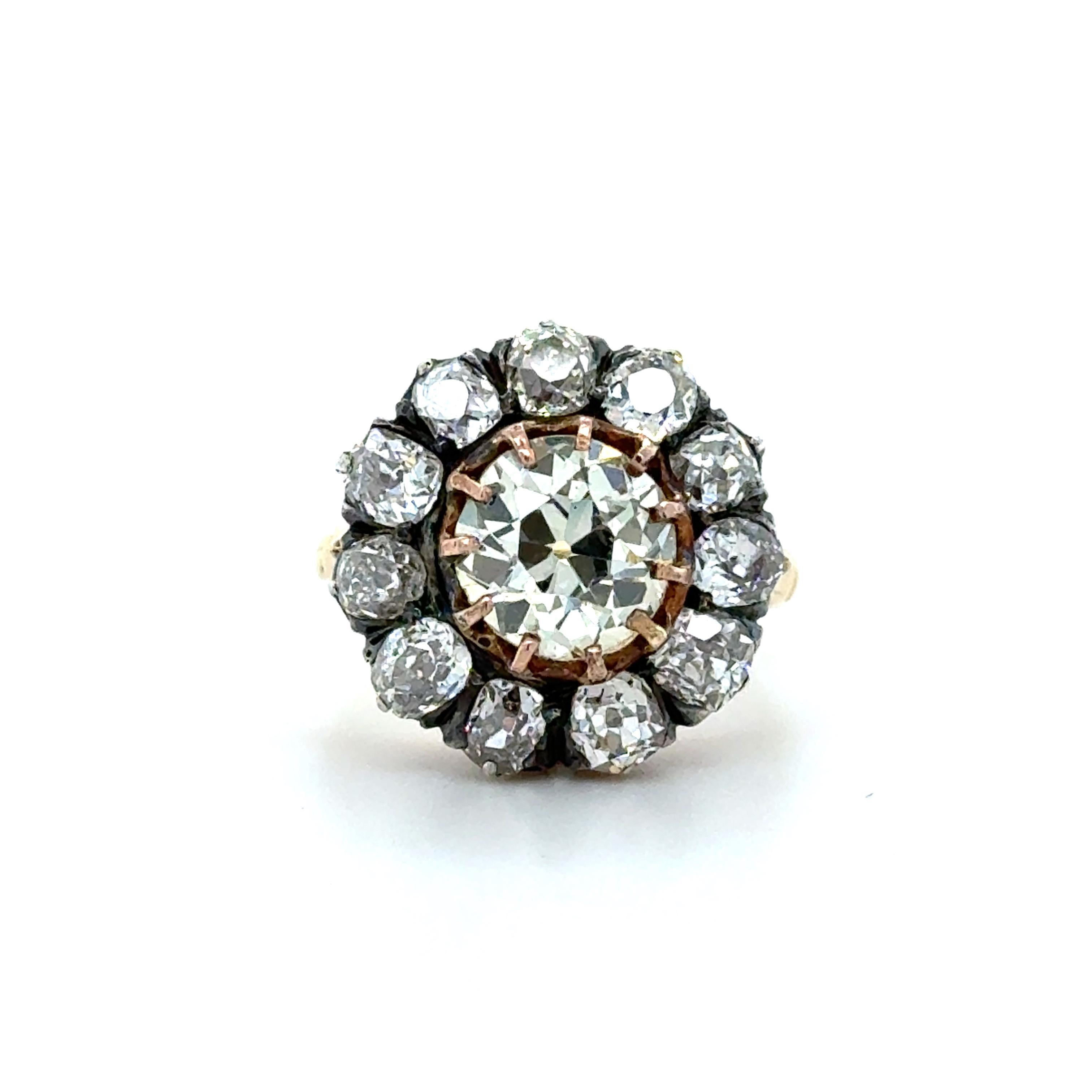 Rare Victorian, Diamond Floral Cluster Engagement Ring For Sale 1