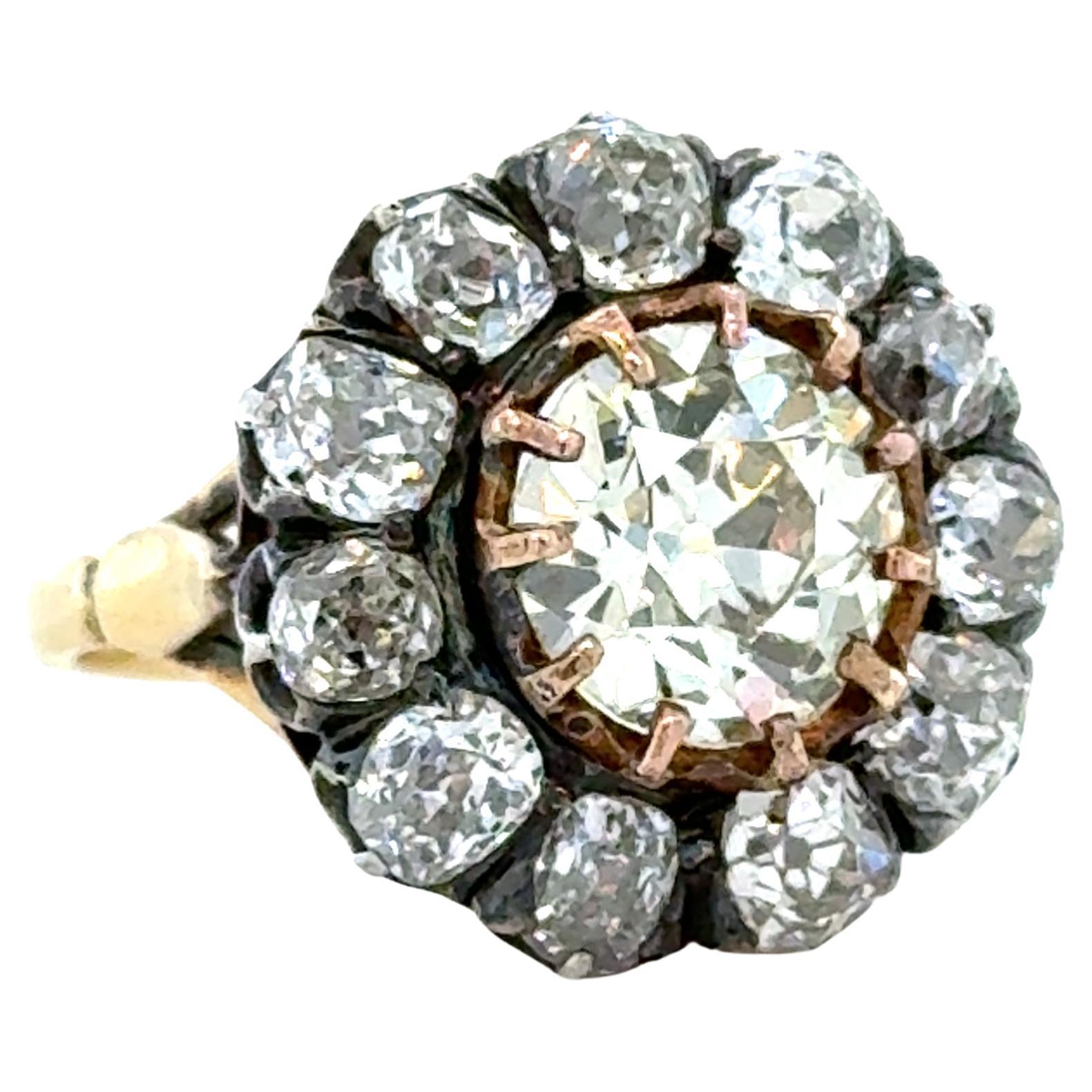 Rare Victorian, Diamond Floral Cluster Engagement Ring