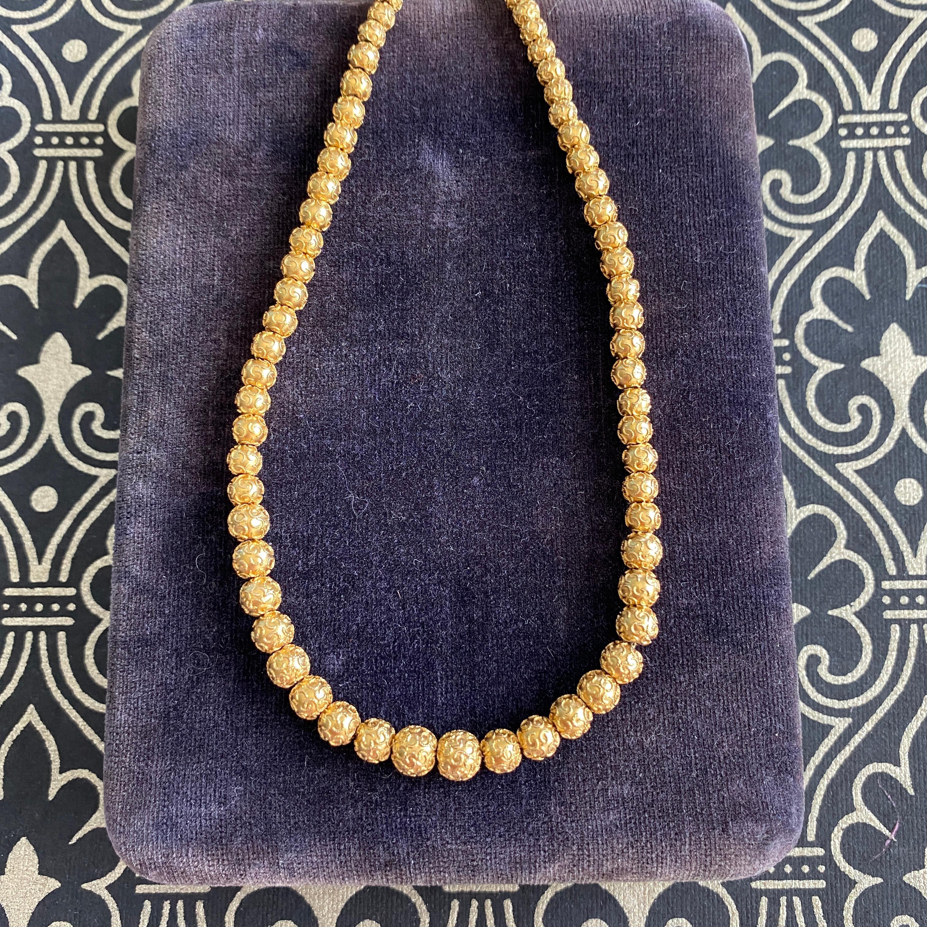 RARE Victorian Etruscan 18/14K Choker Beads Necklace For Sale 8