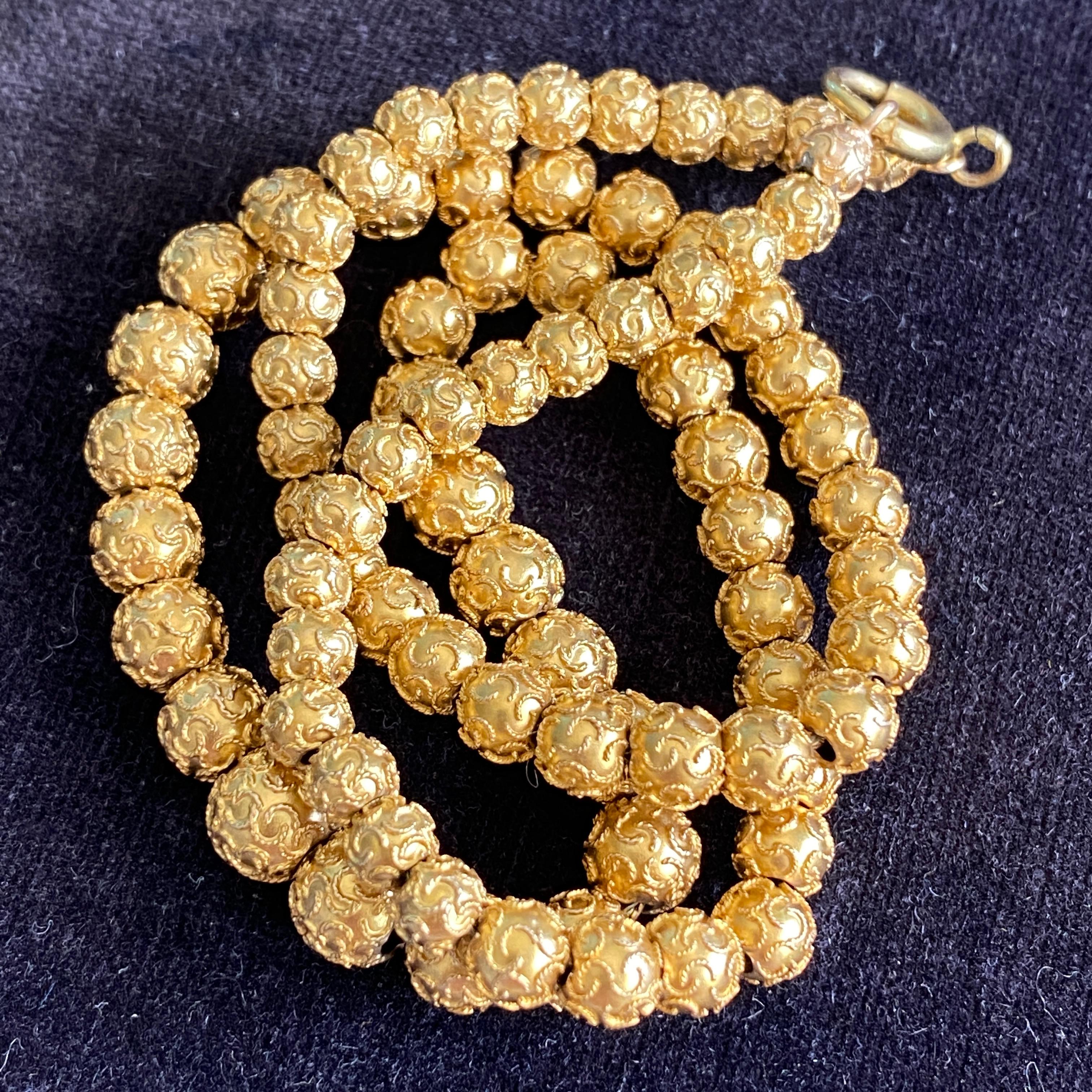 SELTENE viktorianische etruskische 18/14K Choker-Perlen-Halskette im Angebot 9