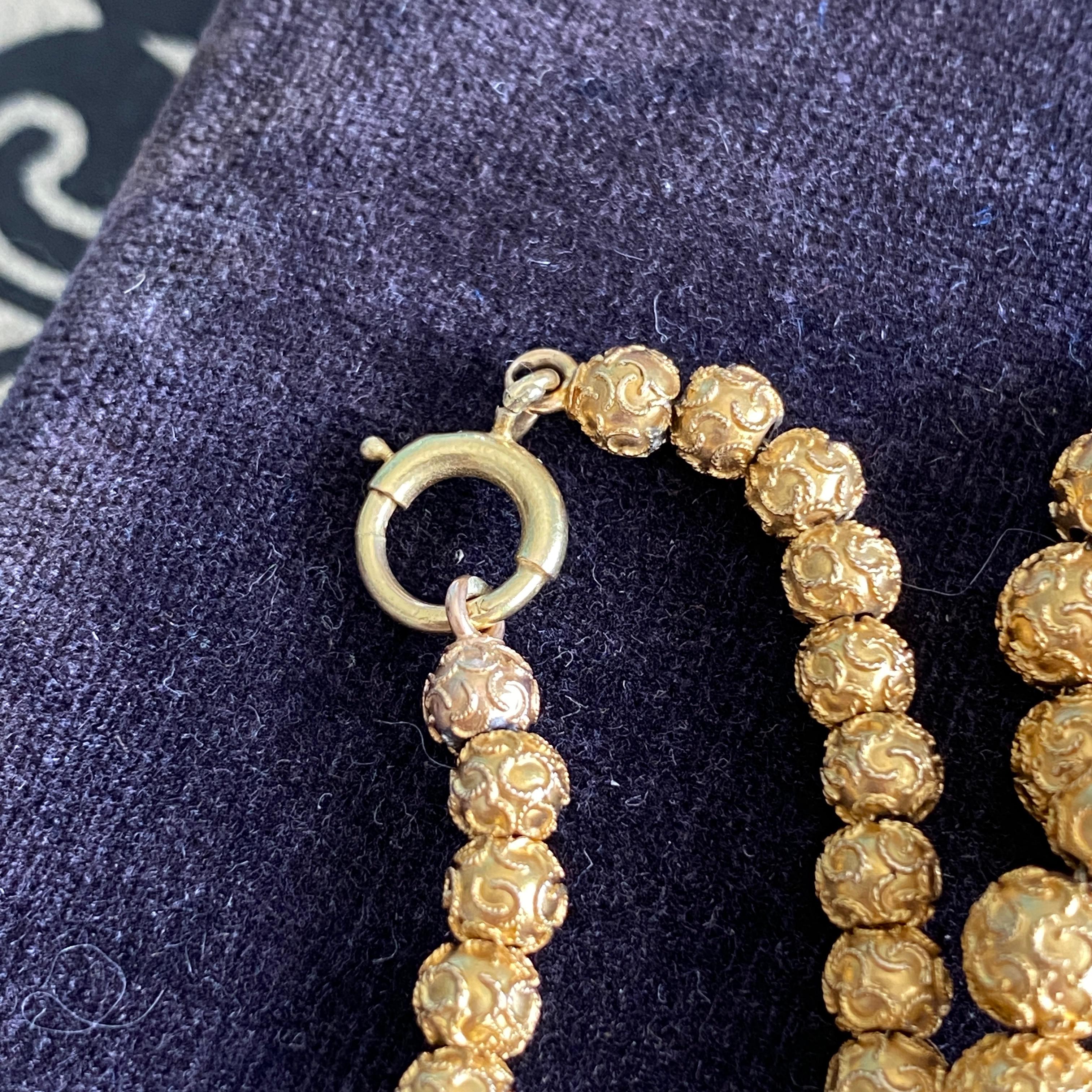 SELTENE viktorianische etruskische 18/14K Choker-Perlen-Halskette im Angebot 12