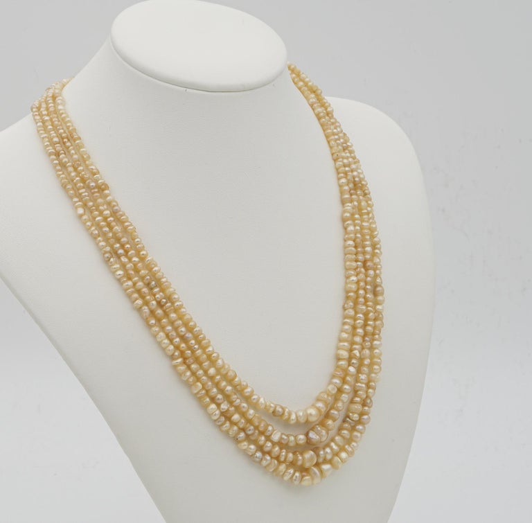 Rare Victorian Four Strand Graduated Natural Basra Pearl Necklace ...