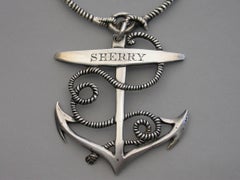 Rare Victorian Fully Hallmarked Silver Anchor Wine Label 'Sherry' W Stocker 1882