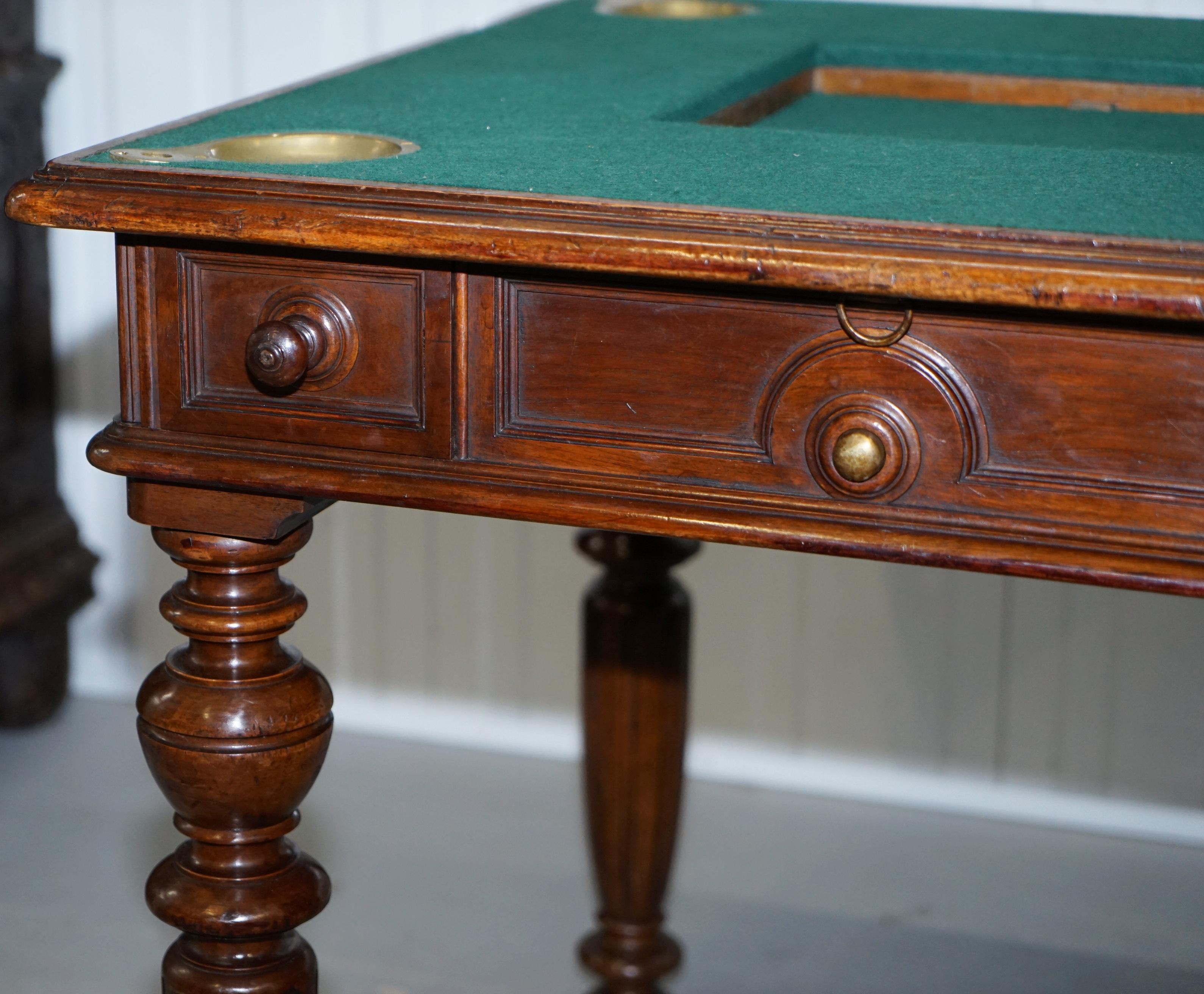Rare table de jeu victorienne, circa 1840, tiroirs moyens secrets et boutons en vente 2