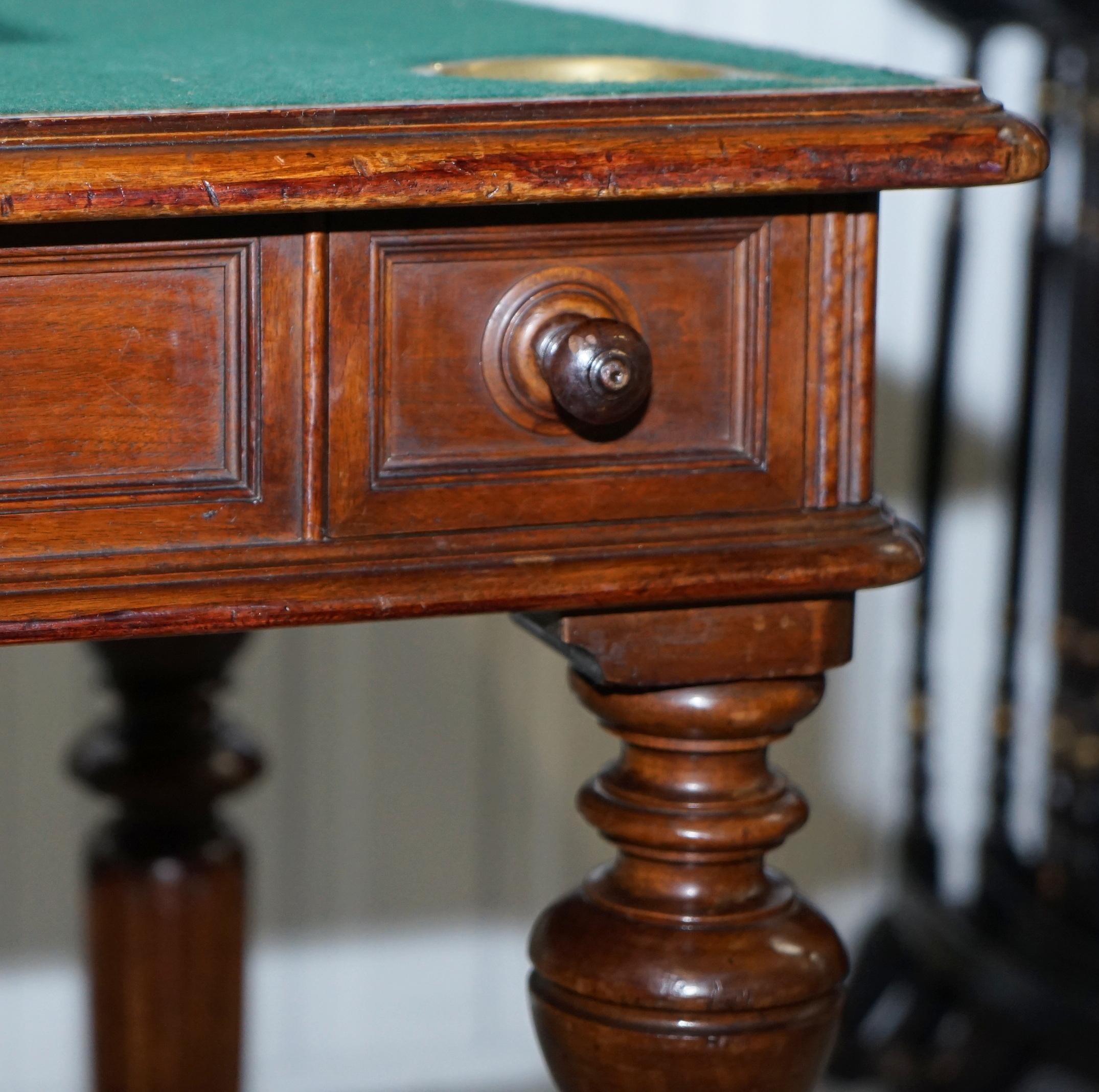 Rare Victorian Games Table circa 1840 Drop Middle Secret Drawers and Buttons For Sale 2