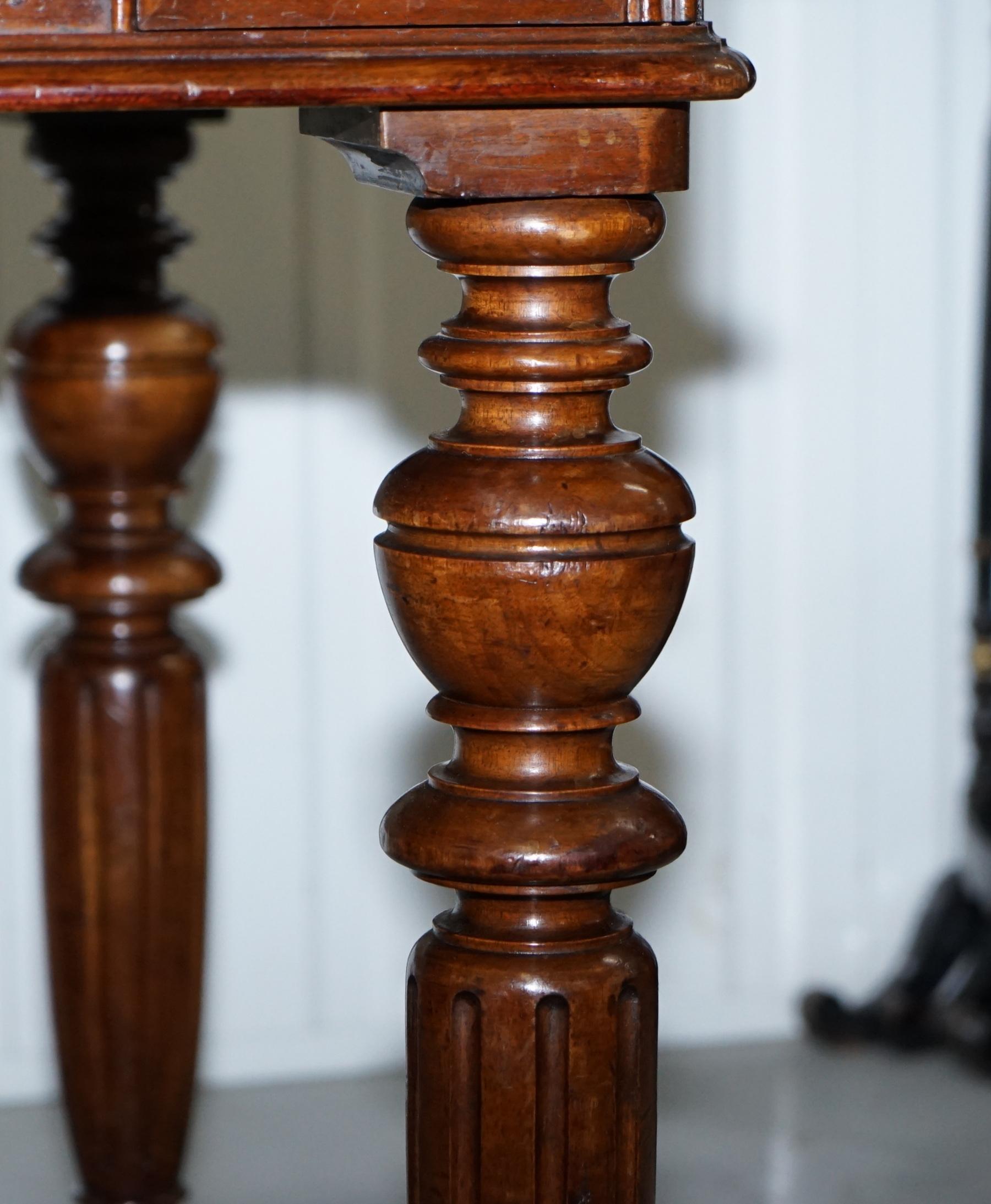 Rare Victorian Games Table circa 1840 Drop Middle Secret Drawers and Buttons For Sale 5