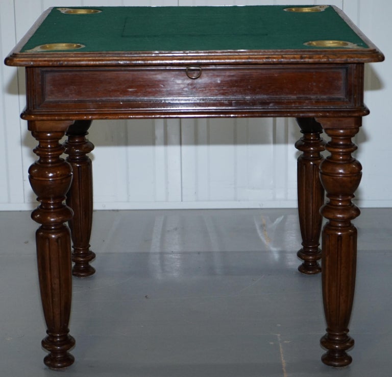 Rare Victorian Games Table circa 1840 Drop Middle Secret Drawers and