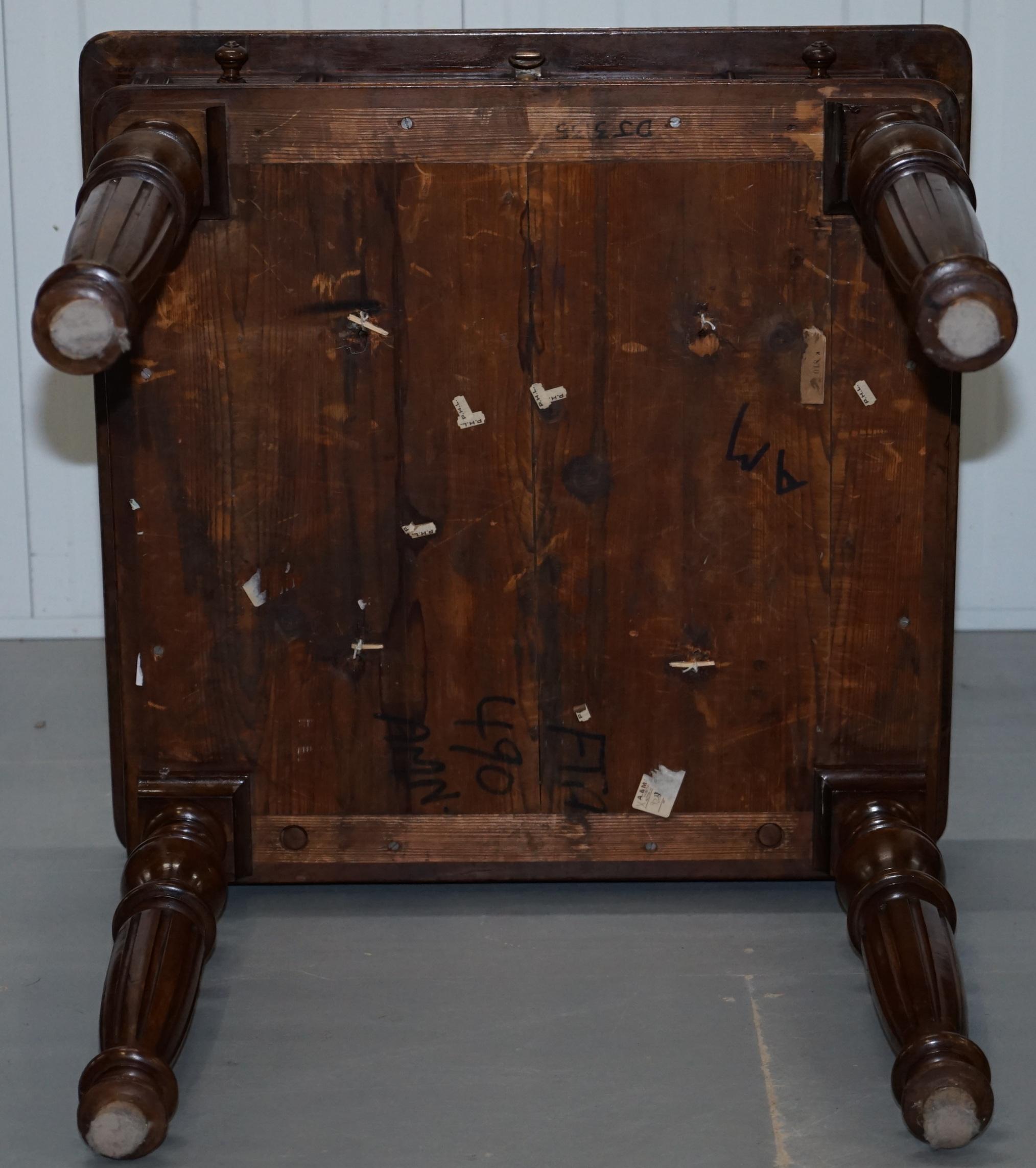 Rare Victorian Games Table circa 1840 Drop Middle Secret Drawers and Buttons For Sale 10