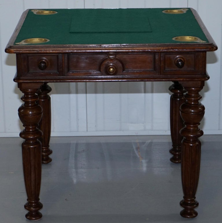 Rare Victorian Games Table circa 1840 Drop Middle Secret Drawers and