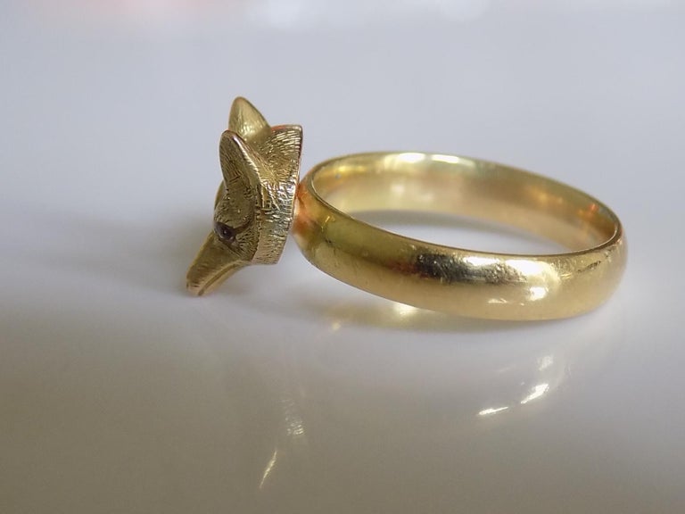 Rare Victorian Gold Hunting Trophy Fox Head Ring For Sale at 1stDibs