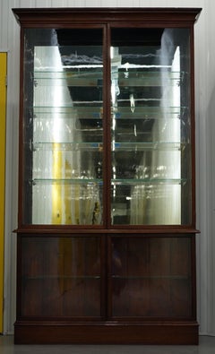 Rare Victorian Haberdashery Apothecary Shops Cabinet Fully Glazed Door Bookcase