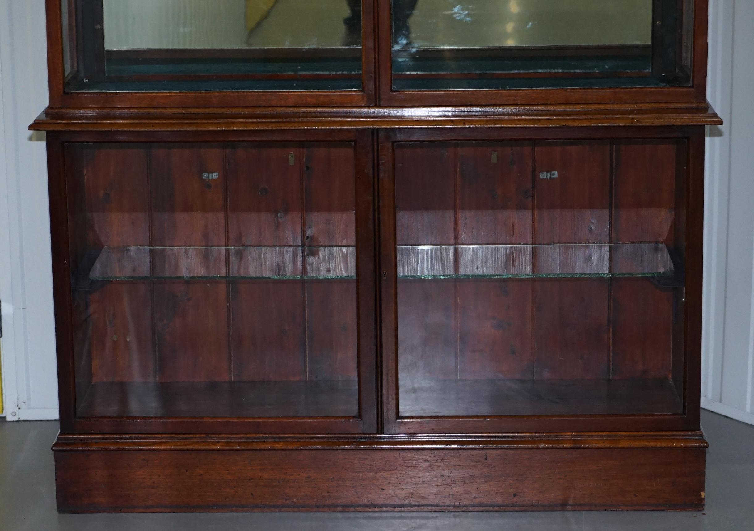 English Rare Victorian Haberdashery Apothecary Shops Cabinet Fully Glazed Door Bookcase For Sale