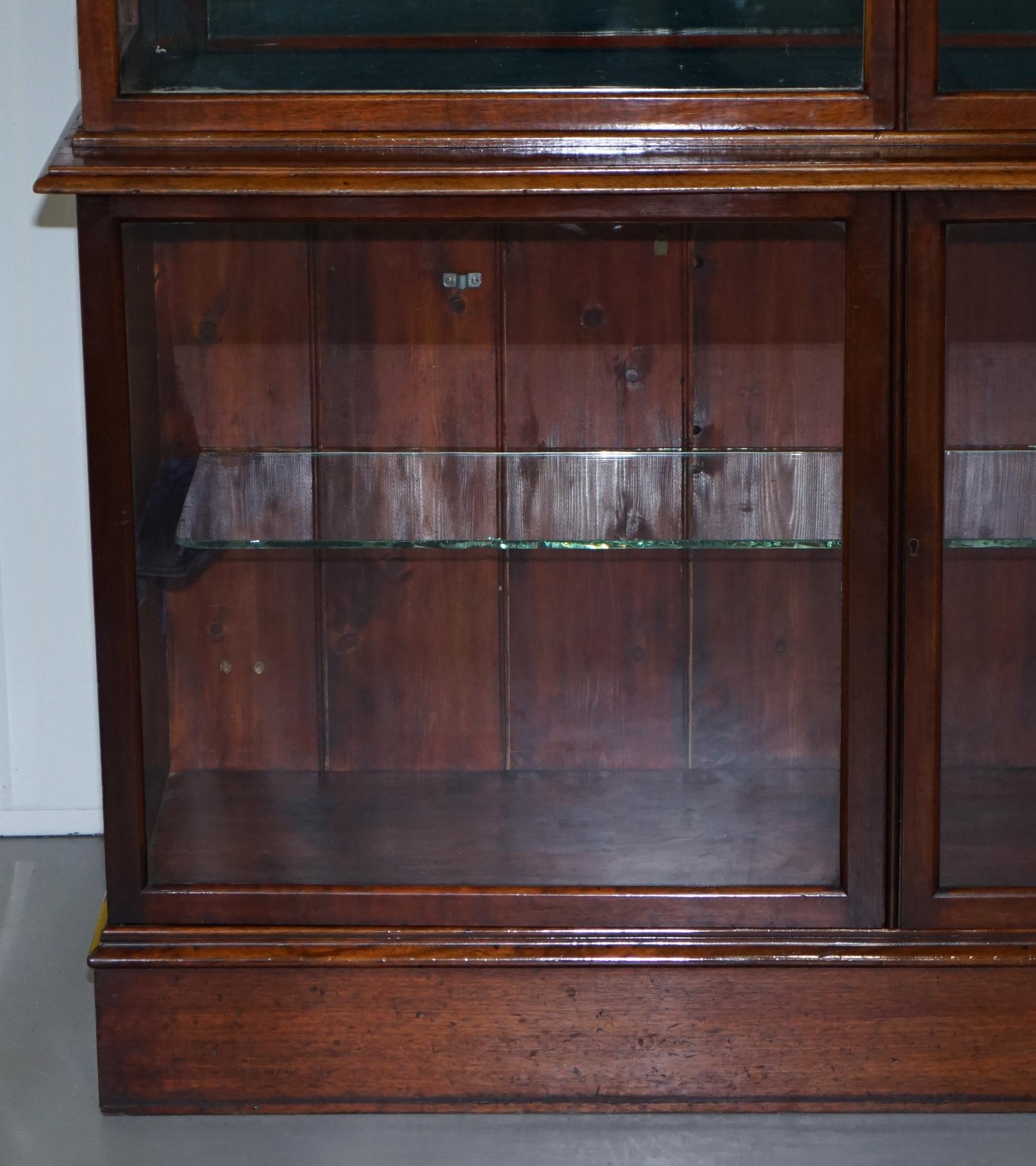 Hand-Crafted Rare Victorian Haberdashery Apothecary Shops Cabinet Fully Glazed Door Bookcase For Sale