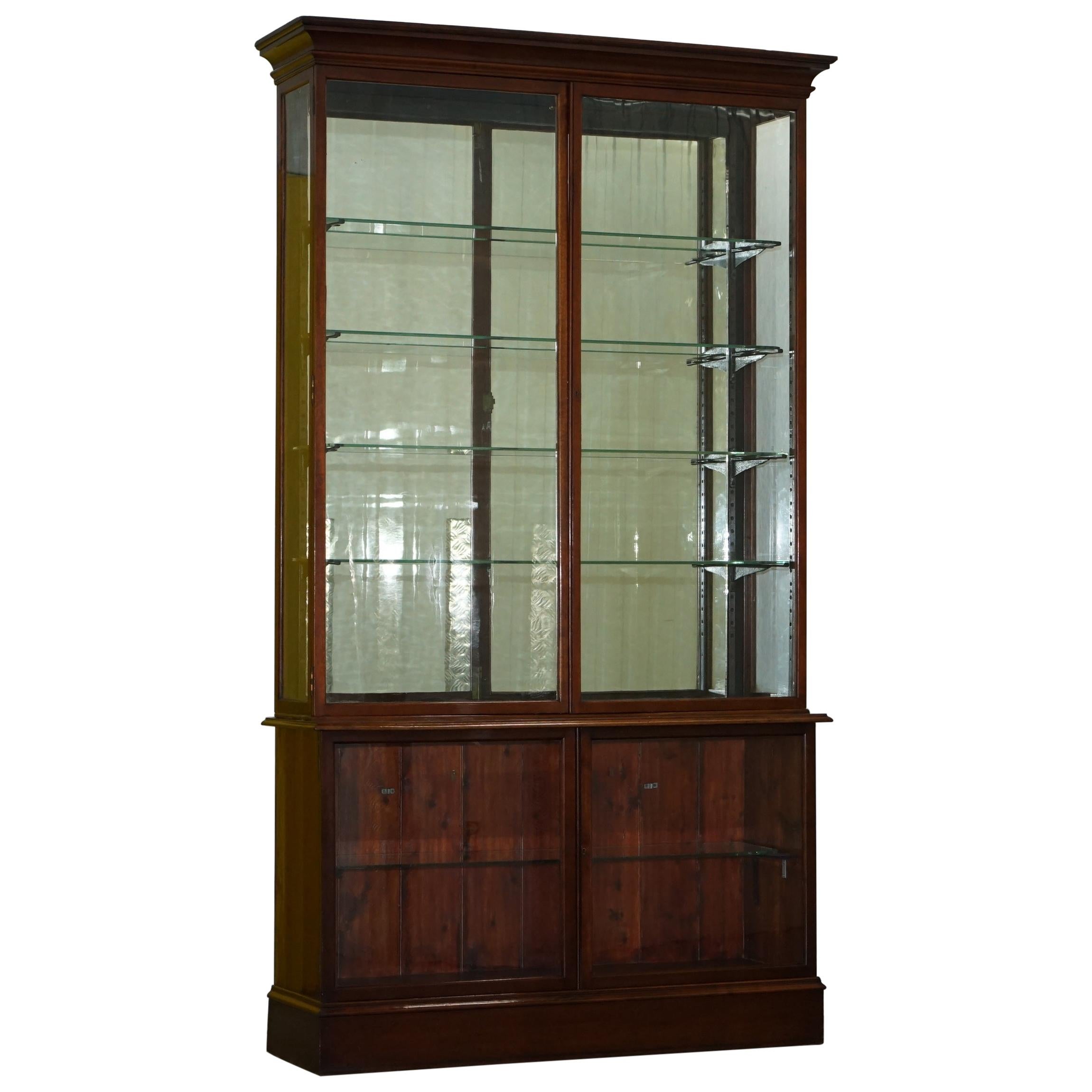 Rare Victorian Haberdashery Apothecary Shops Cabinet Fully Glazed Door Bookcase For Sale