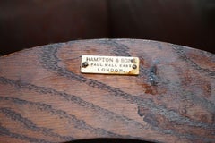 Rare Victorian Hampton & Son's Stamped Hand Dyed Brown Leather Captains Chair