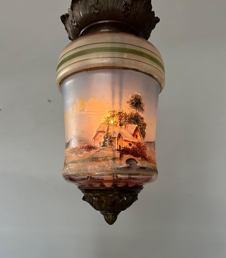 ANCIENNE LANTERNE VERRE Et Tole Vintage Décoration Extérieure