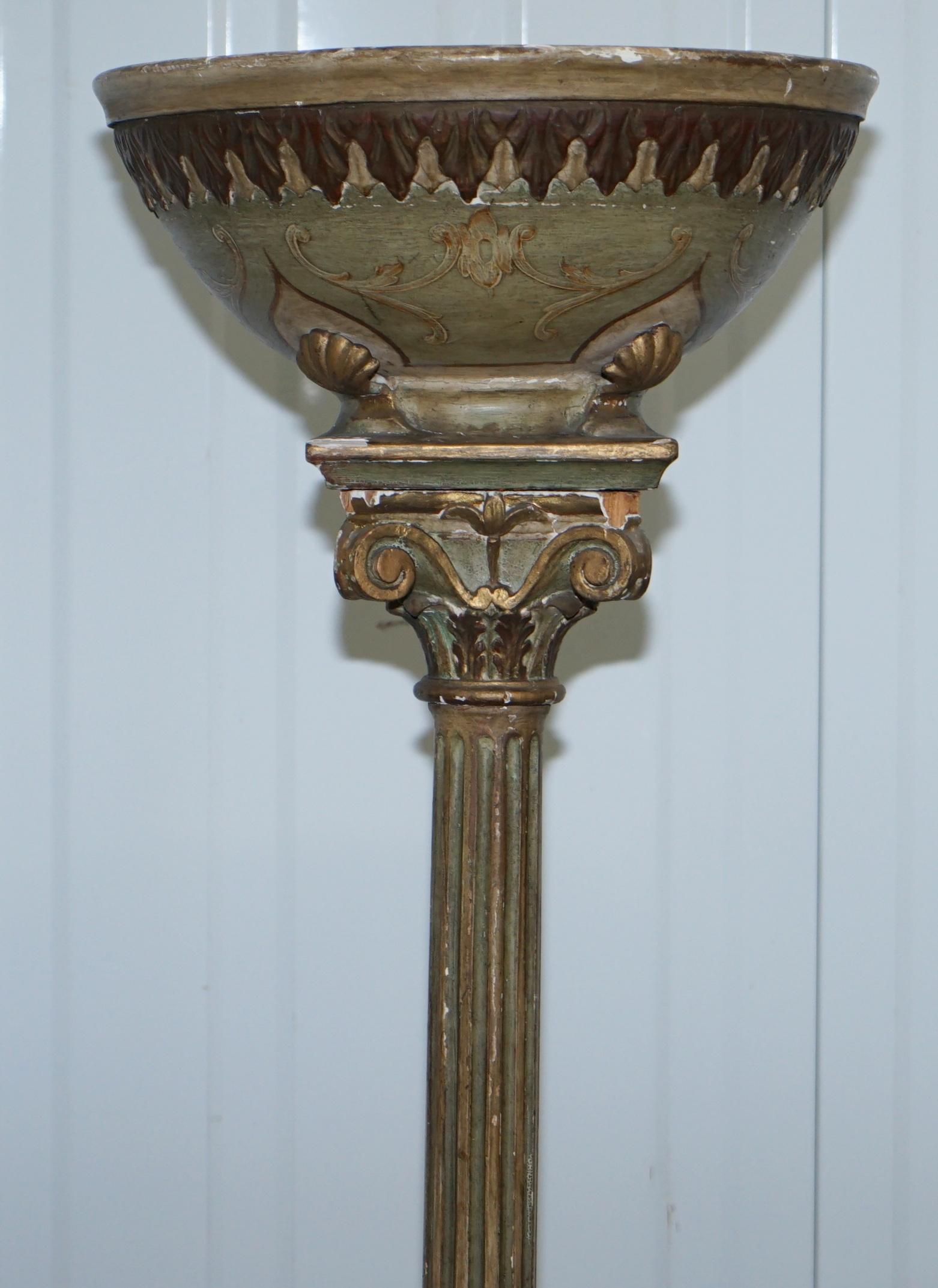 Rare Victorian Hand-Painted Italian Venetian Uplighter Floor Standing Lamp For Sale 2