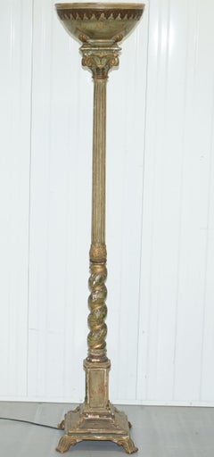 Rare lampadaire victorien vénitien peint à la main et à pied
